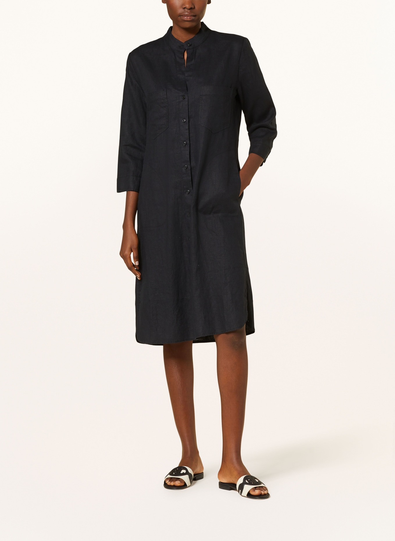 lilienfels Linen dress with 3/4 sleeves, Color: 10906 schwarz (Image 2)