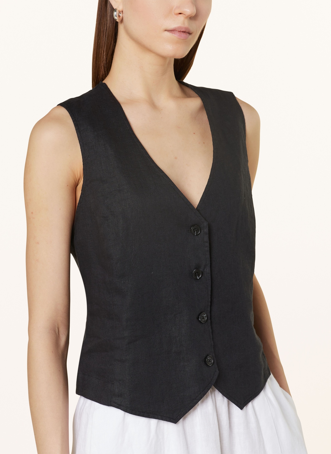 lilienfels Linen vest, Color: BLACK (Image 4)