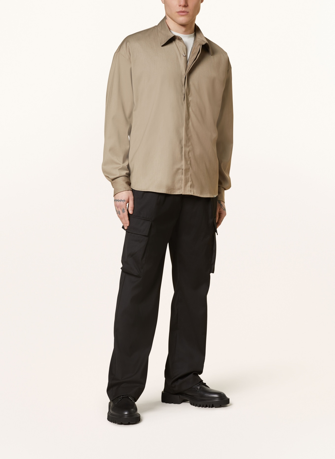 don't waste culture Overshirt SIDDIQ comfort fit, Color: TAUPE (Image 2)