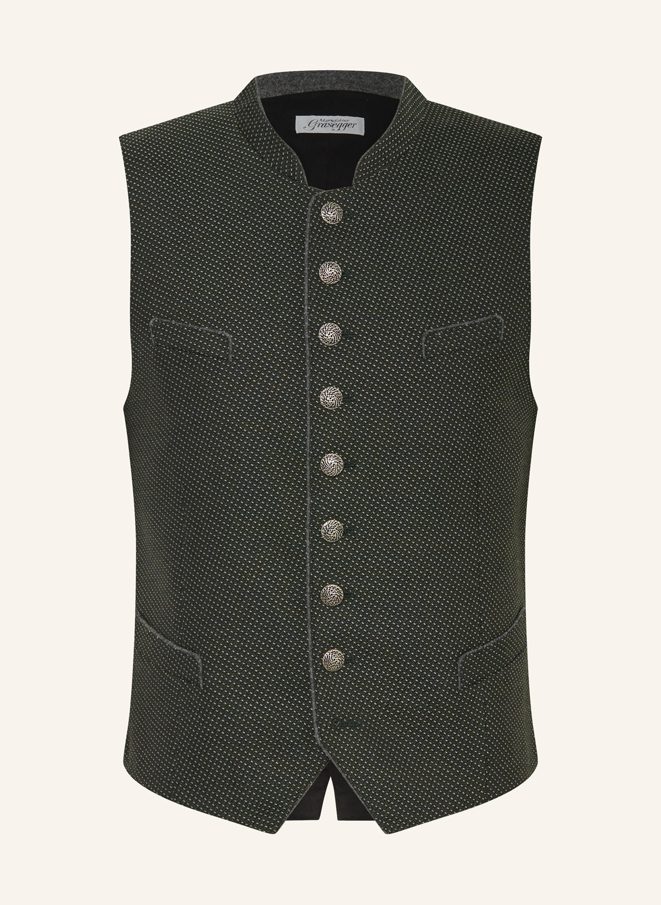 Grasegger Trachten waistcoat XENO, Color: DARK GREEN/ BLACK (Image 1)