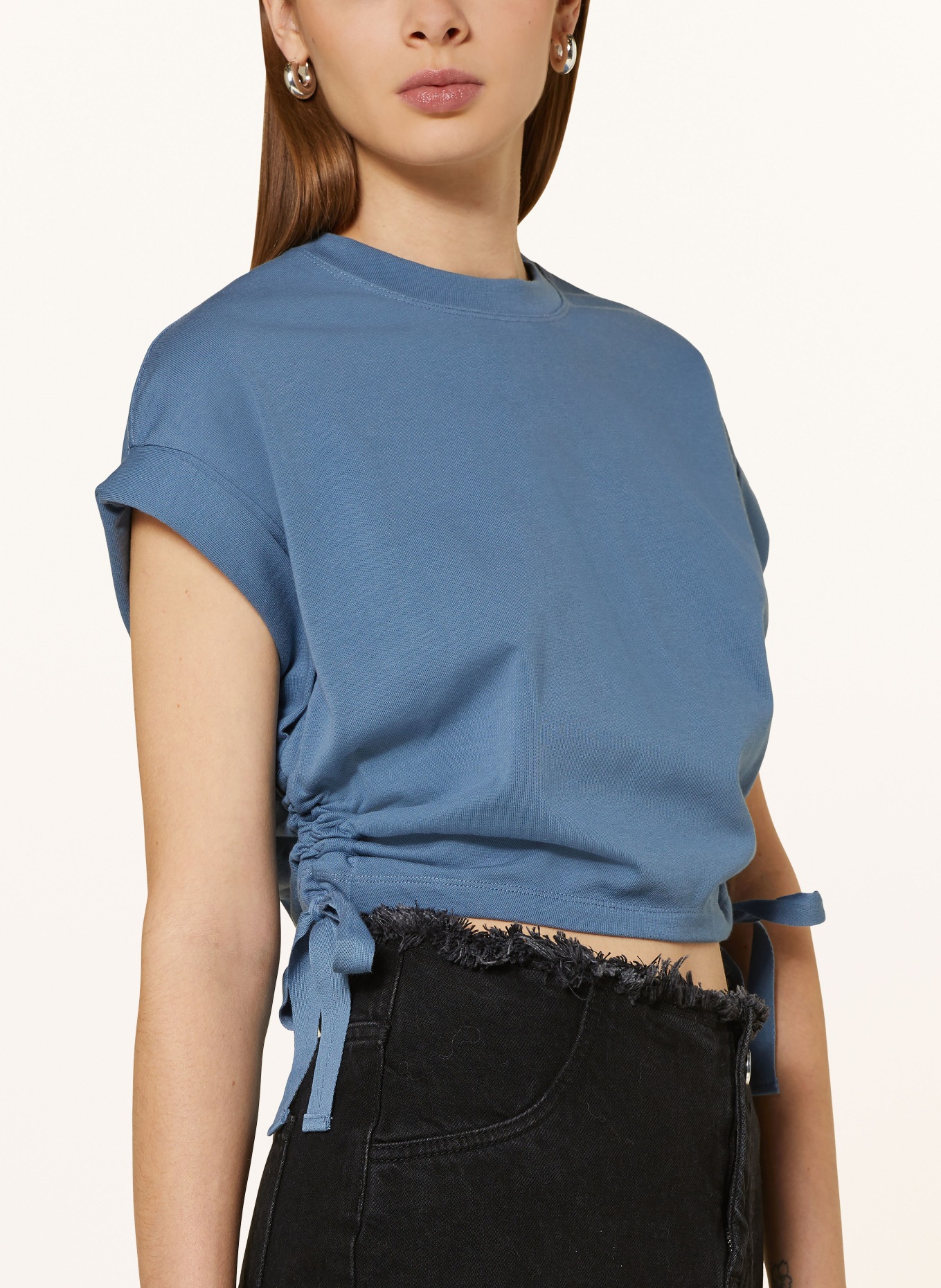 ALLSAINTS Cropped shirt MIRA, Color: BLUE GRAY (Image 4)