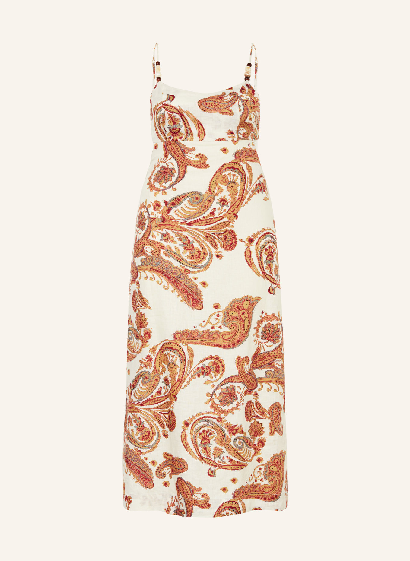 FAITHFULL THE BRAND Linen dress REGINA, Color: CREAM/ DARK RED/ BROWN (Image 1)