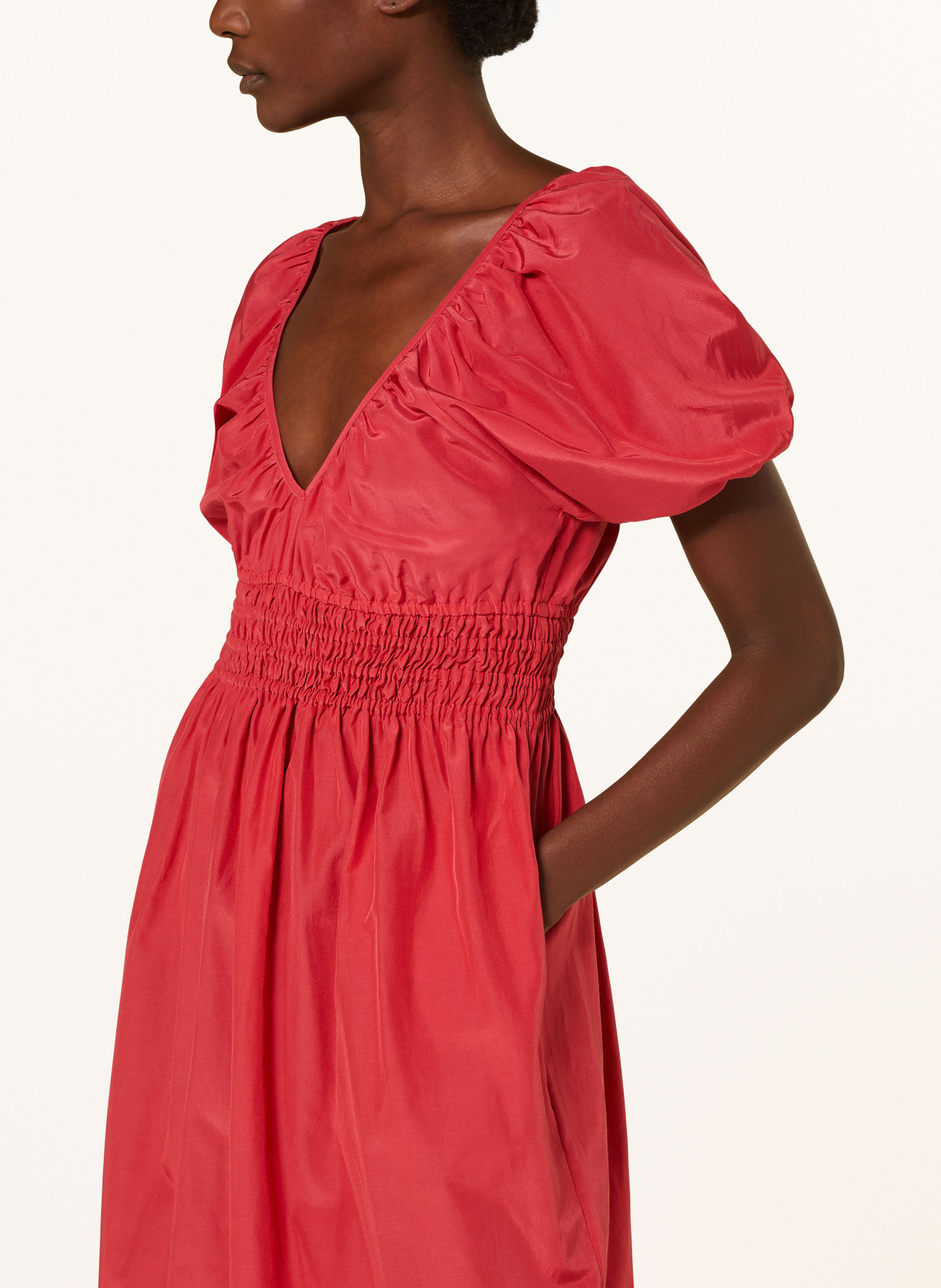 FAITHFULL THE BRAND Dress TEATRO with silk, Color: RED (Image 4)