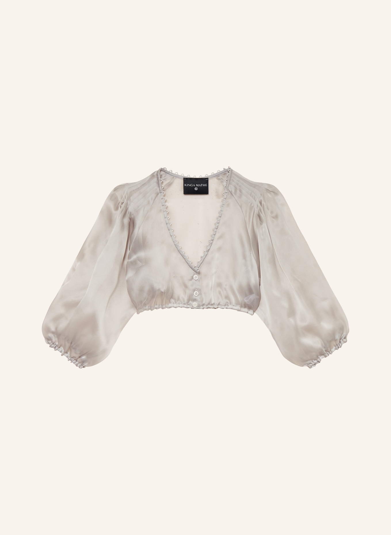 KINGA MATHE Dirndl blouse KAIRA made of silk, Color: LIGHT GRAY (Image 1)