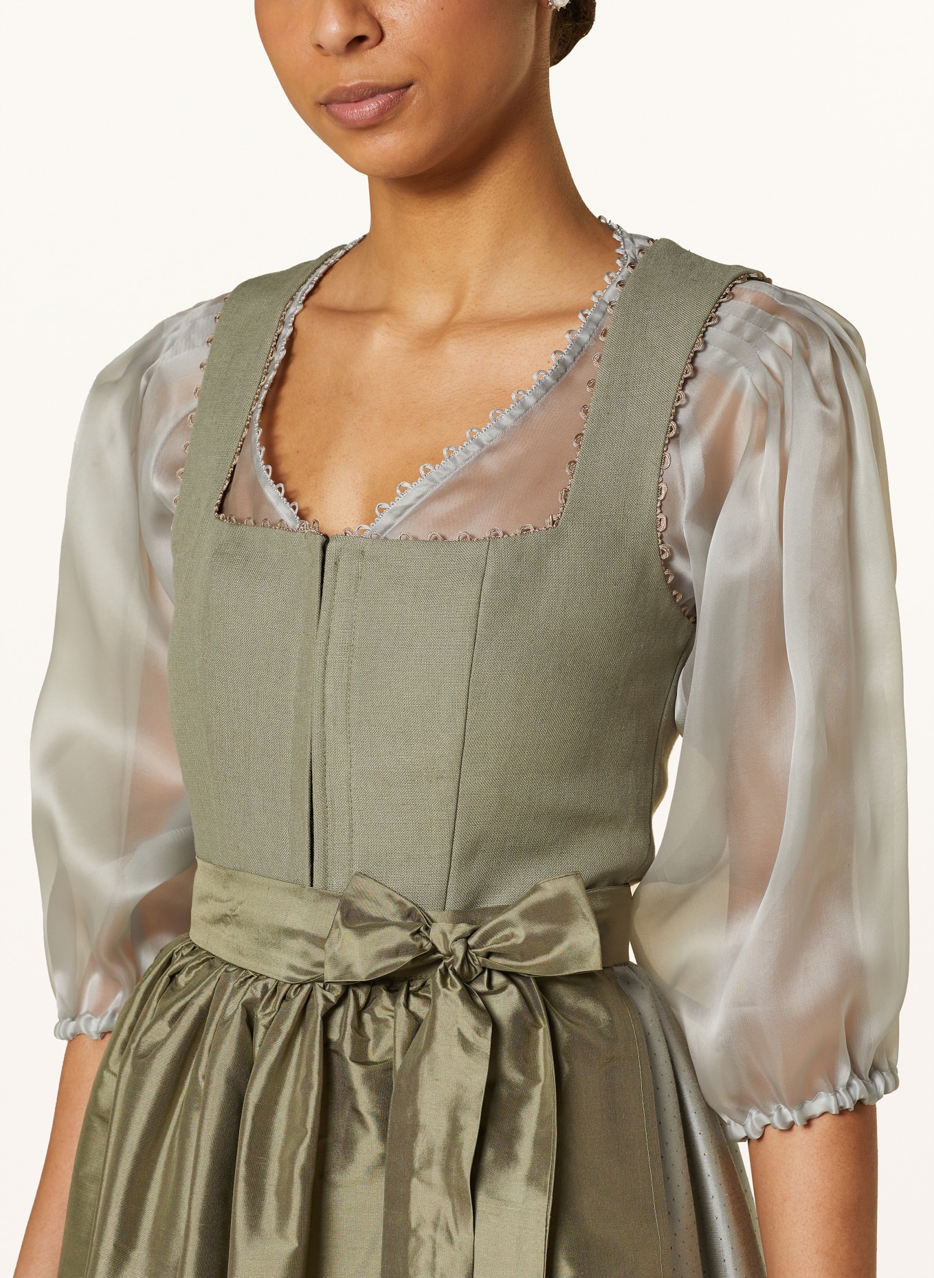 KINGA MATHE Dirndl blouse KAIRA made of silk, Color: LIGHT GRAY (Image 3)