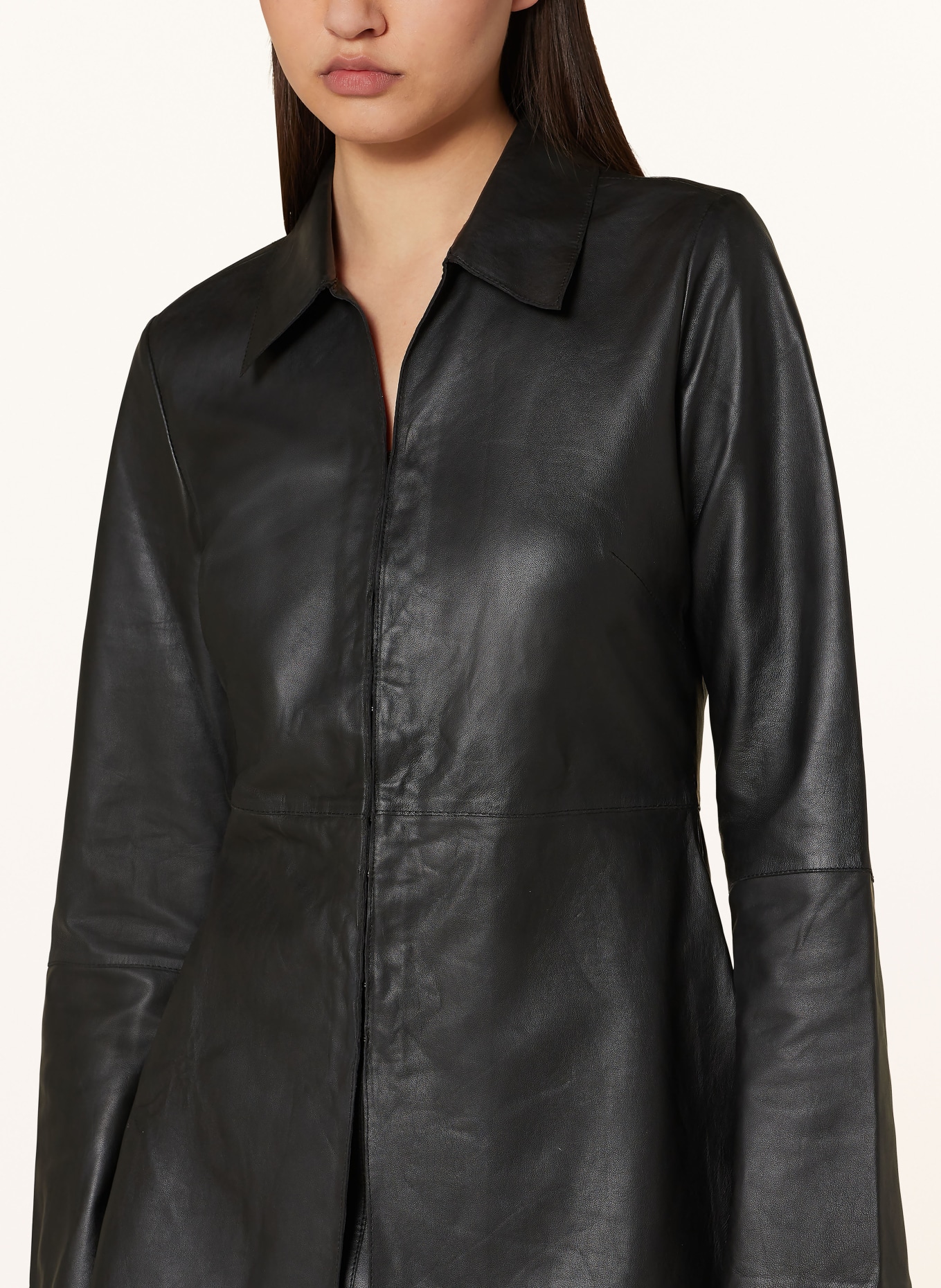 BY MALENE BIRGER Shirt blouse ALEYS made of leather, Color: BLACK (Image 4)