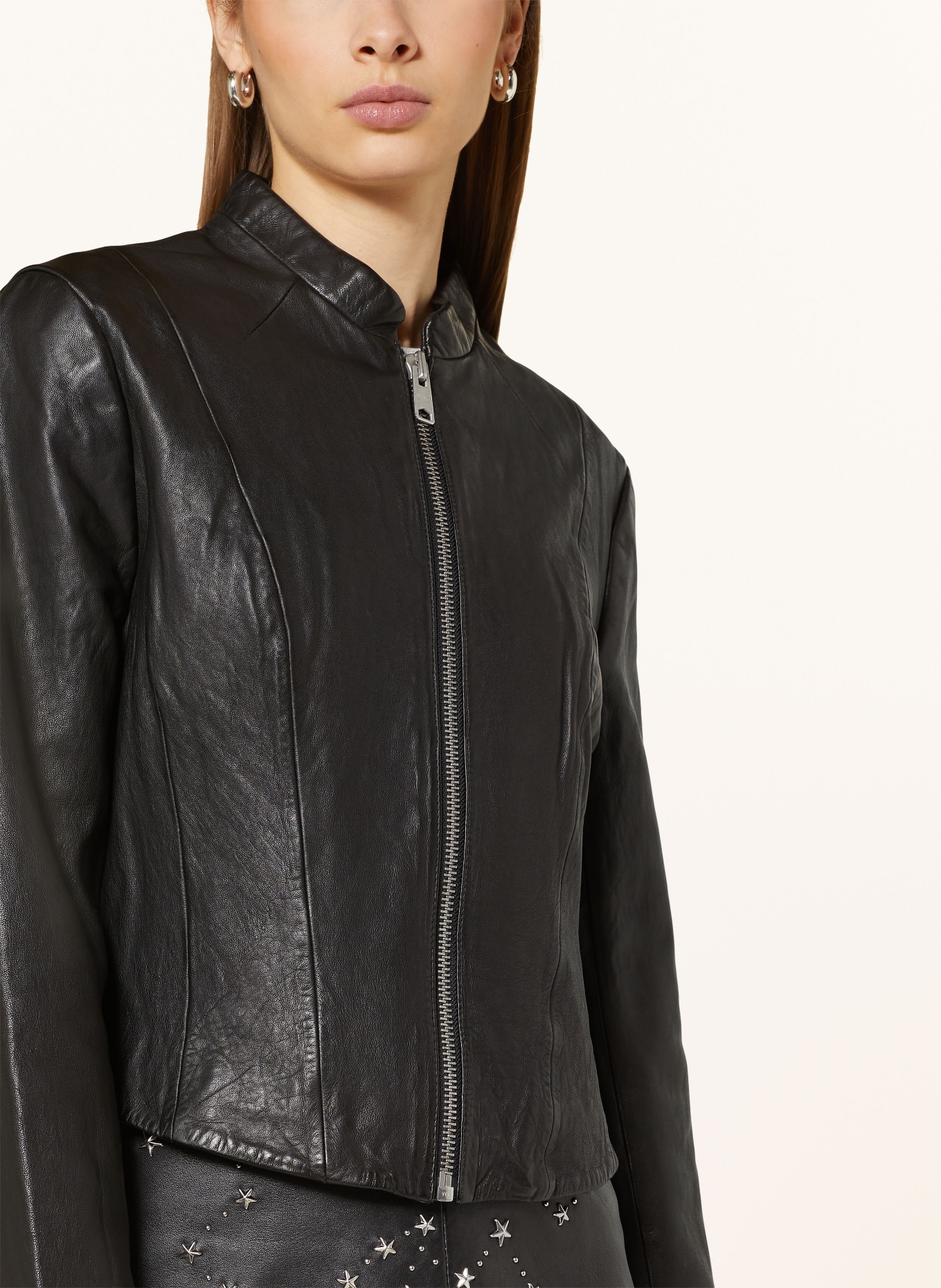 ALLSAINTS Leather jacket SADLER, Color: BLACK (Image 4)