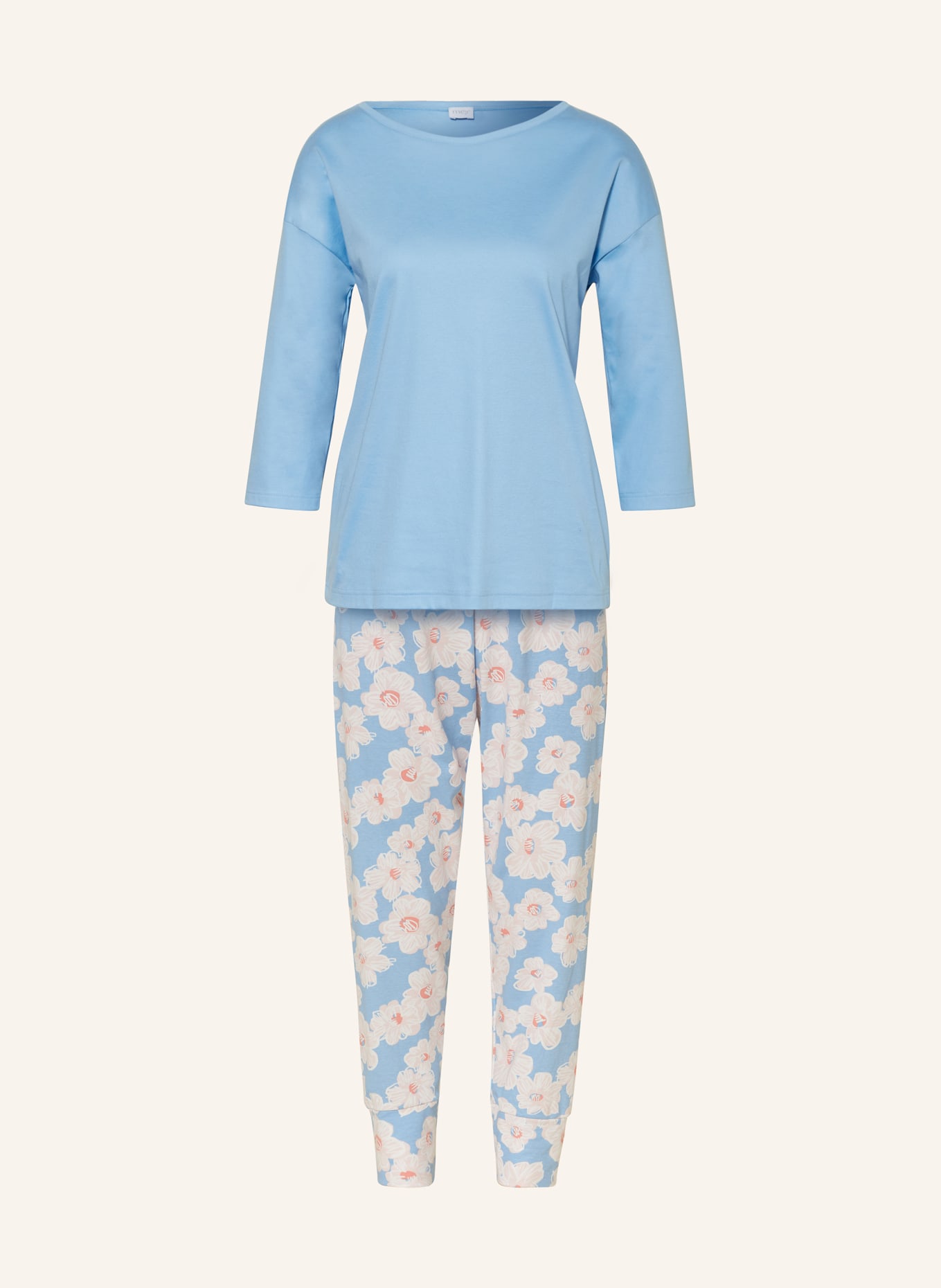 mey 7/8 pajamas series CAJA, Color: LIGHT BLUE/ LIGHT PINK/ WHITE (Image 1)