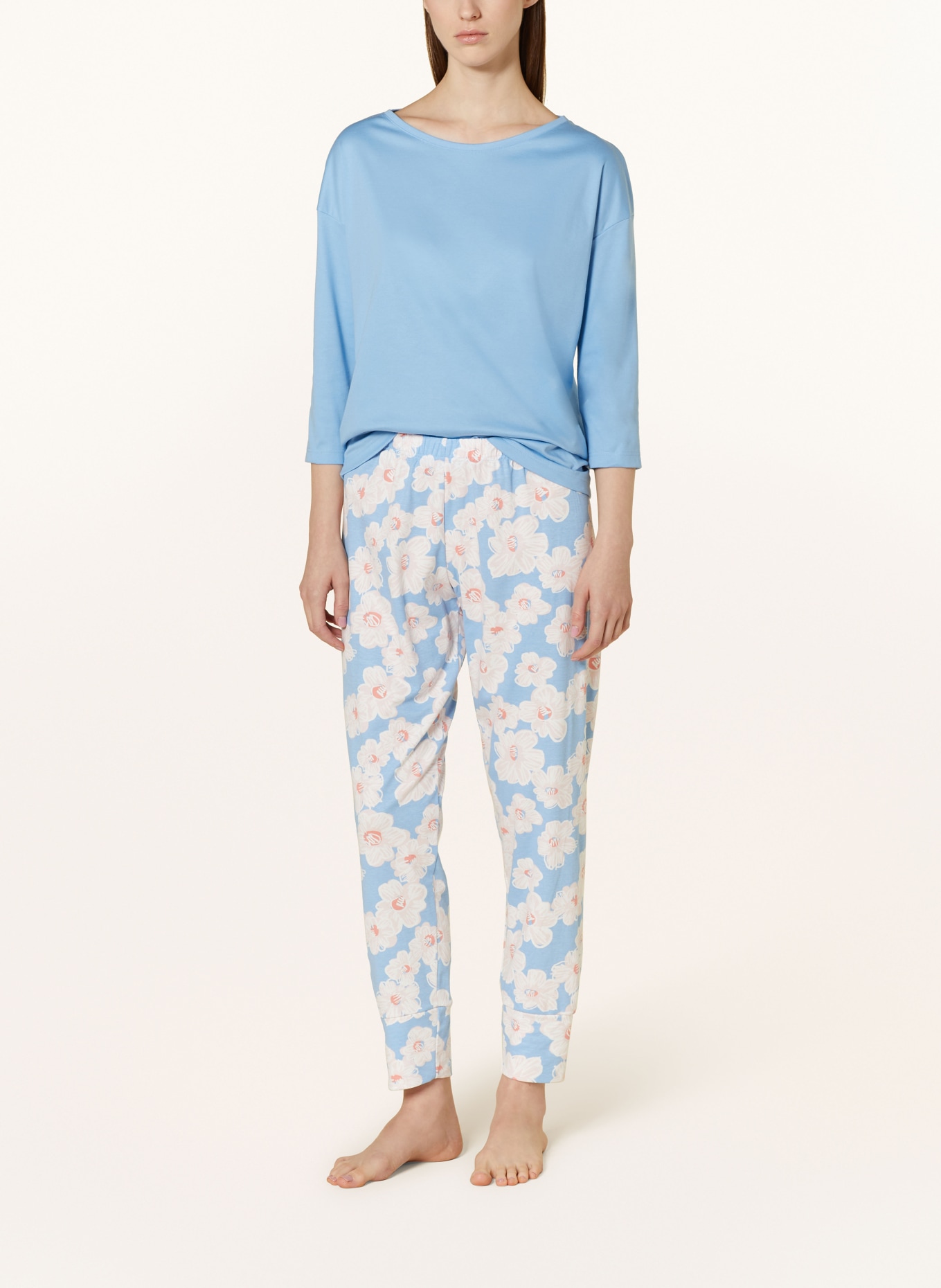 mey 7/8 pajamas series CAJA, Color: LIGHT BLUE/ LIGHT PINK/ WHITE (Image 2)