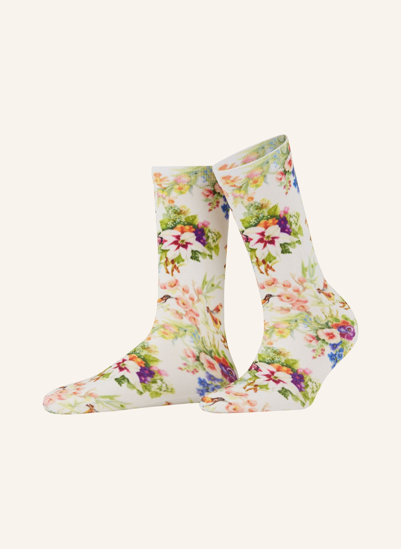 Burlington Ponožky JOYFUL FLOWER, Barva: 2000 WHITE (Obrázek 1)