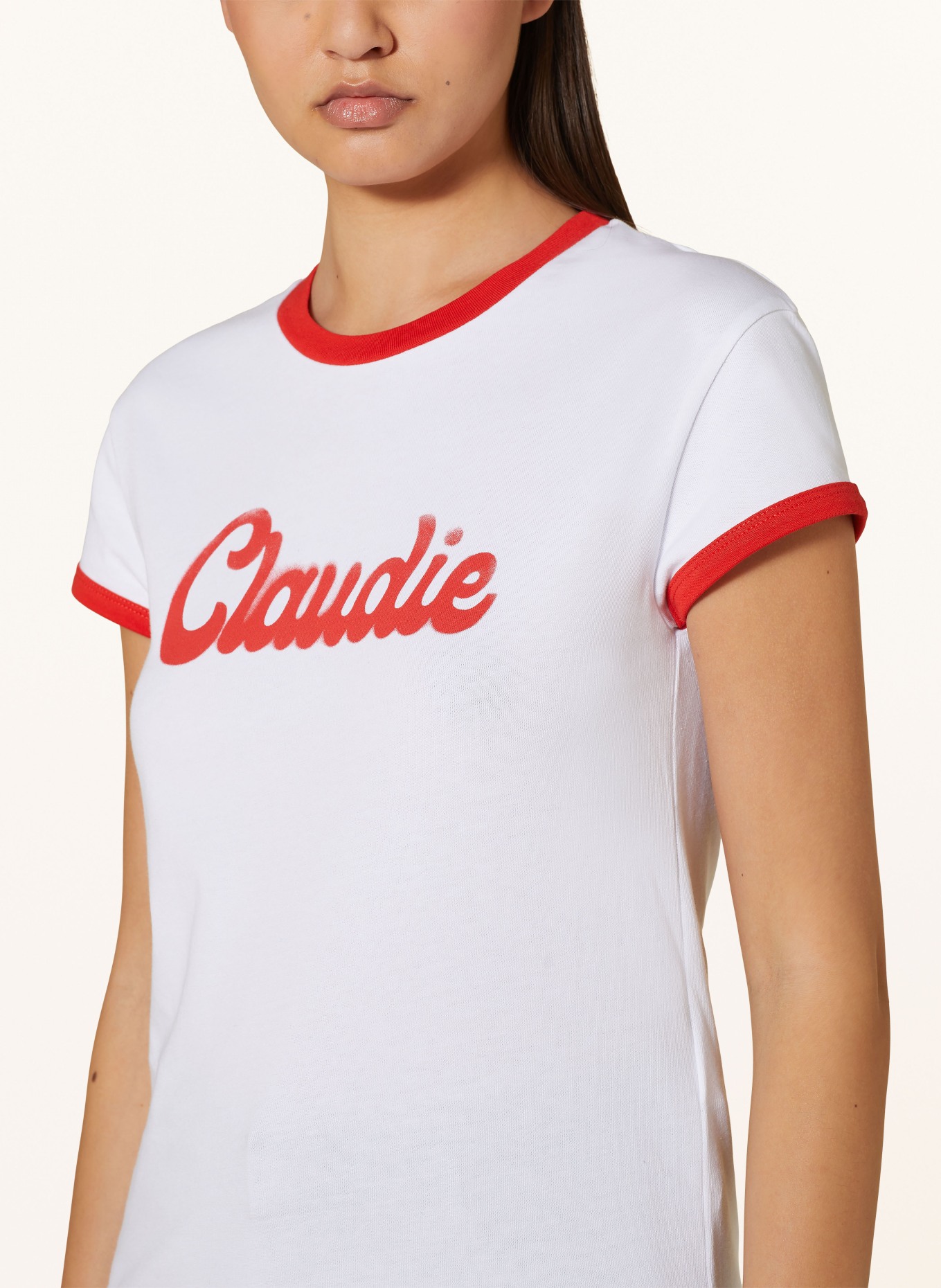 CLAUDIE PIERLOT T-Shirt, Farbe: WEISS/ ROT (Bild 4)