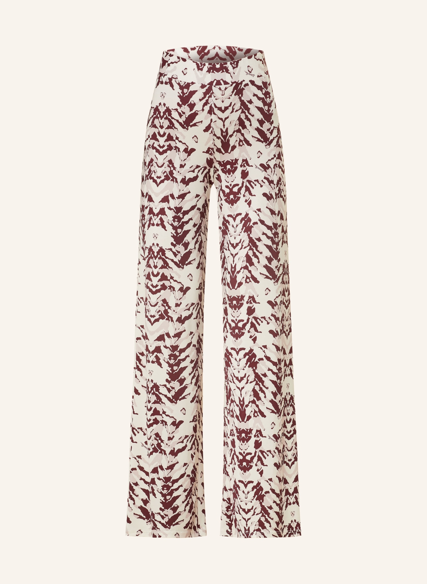 PATRIZIA PEPE Wide leg trousers made of jersey, Color: DUSKY PINK/ CREAM/ DARK RED (Image 1)