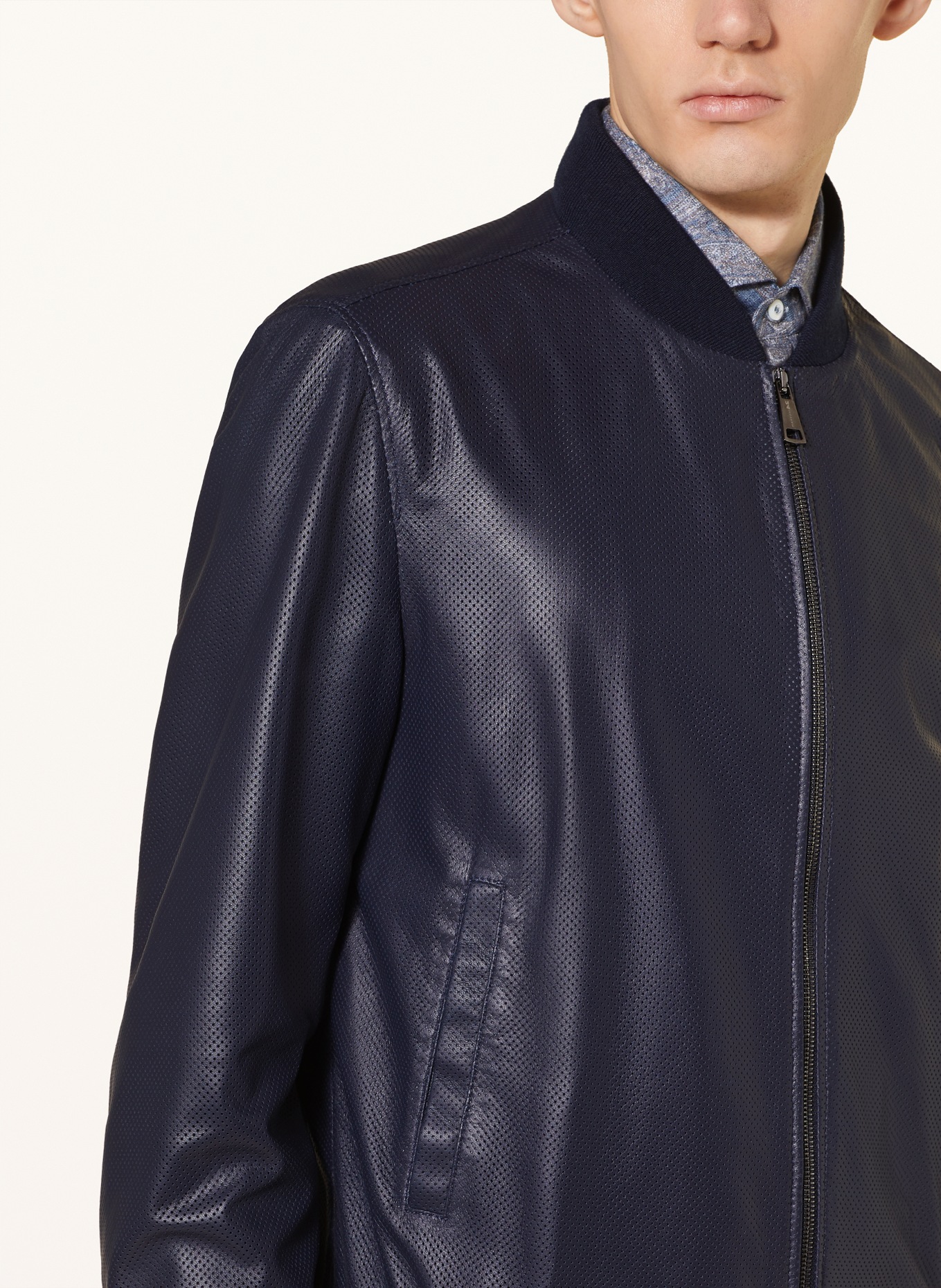 manzoni 24 Leather jacket, Color: DARK BLUE (Image 4)
