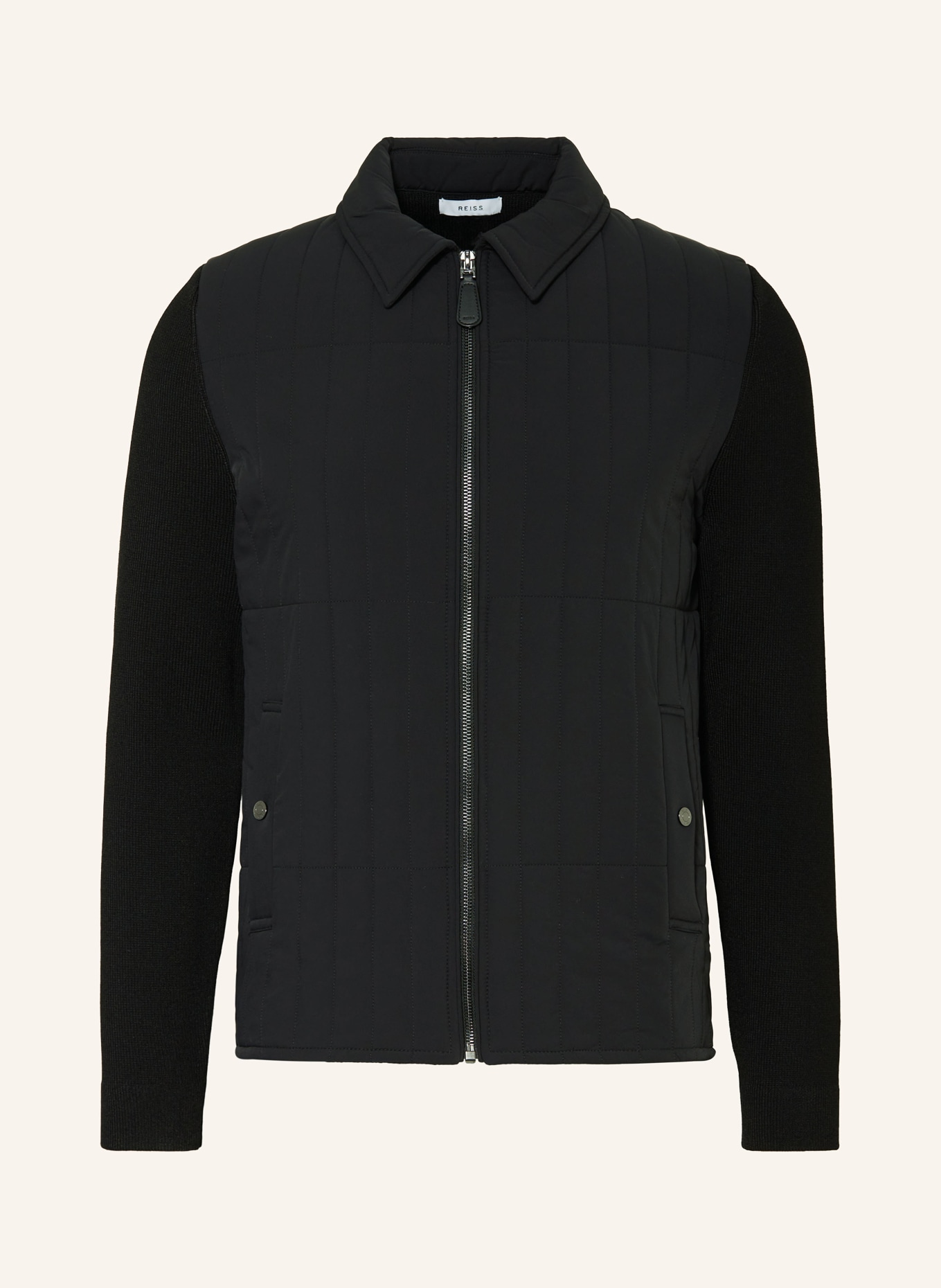 REISS Quilted jacket TOSCA in mixed materials, Color: BLACK (Image 1)