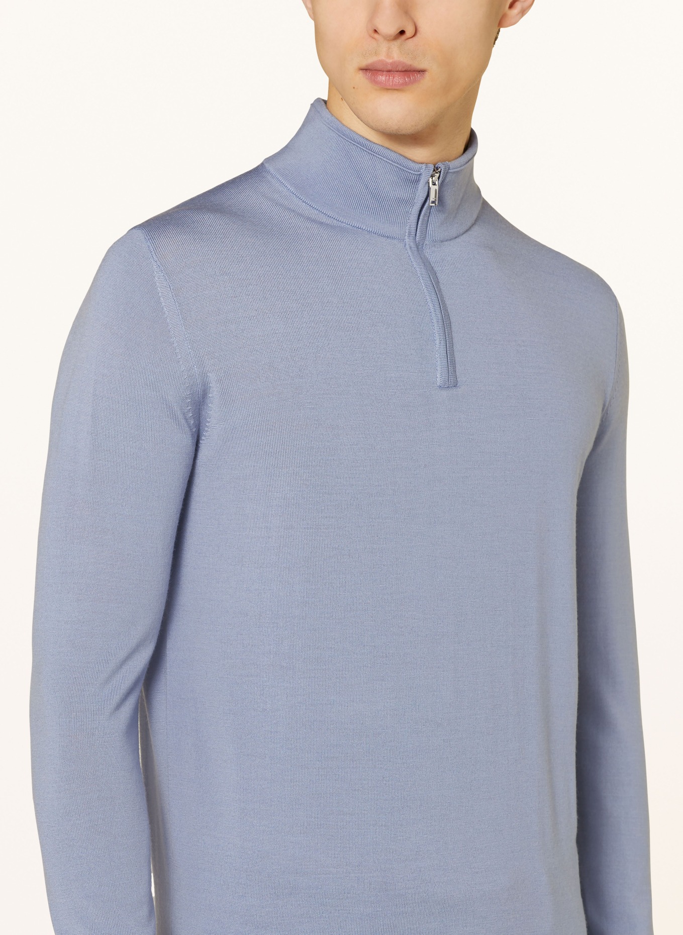REISS Half-zip sweater BLACKHALL in merino wool, Color: BLUE GRAY (Image 4)