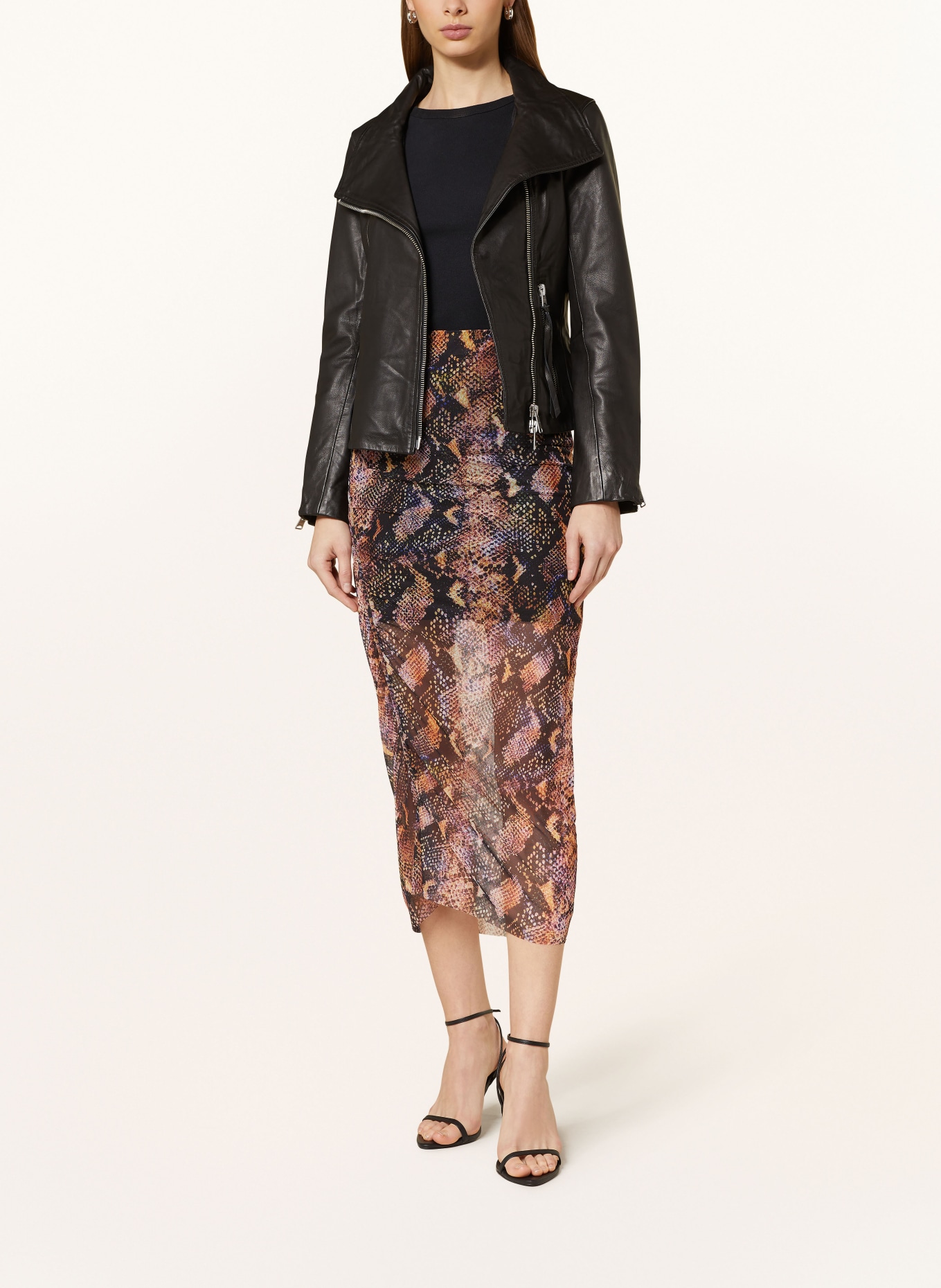 ALLSAINTS Mesh skirt NORA TAHOE, Color: BROWN/ BLACK (Image 2)