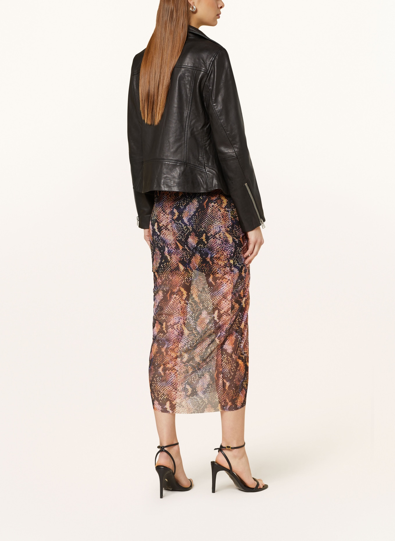 ALLSAINTS Mesh skirt NORA TAHOE, Color: BROWN/ BLACK (Image 3)
