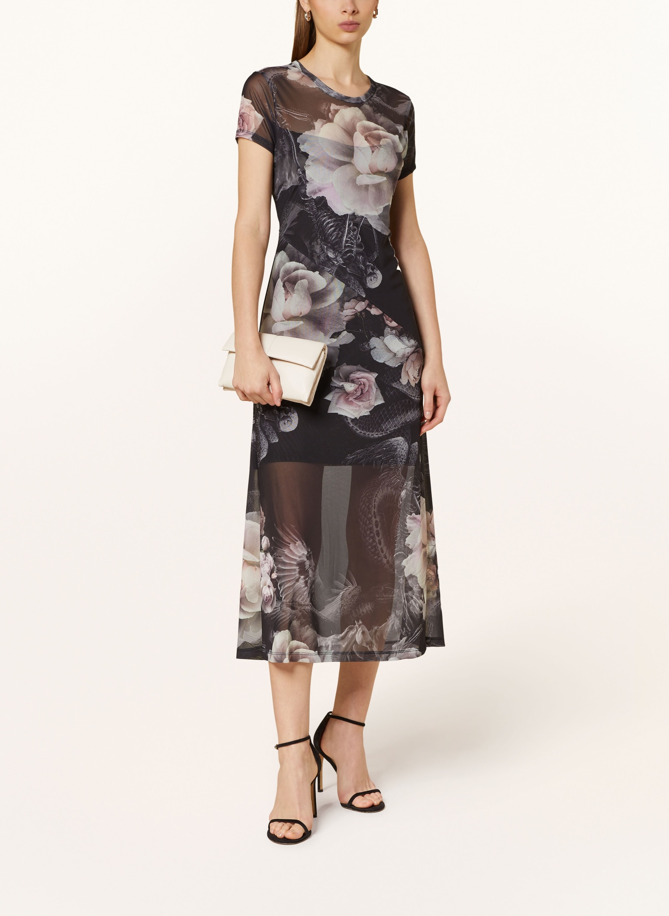 ALLSAINTS Mesh-Kleid HANNA VALLEY, Farbe: SCHWARZ/ GRAU/ ROSA (Bild 2)