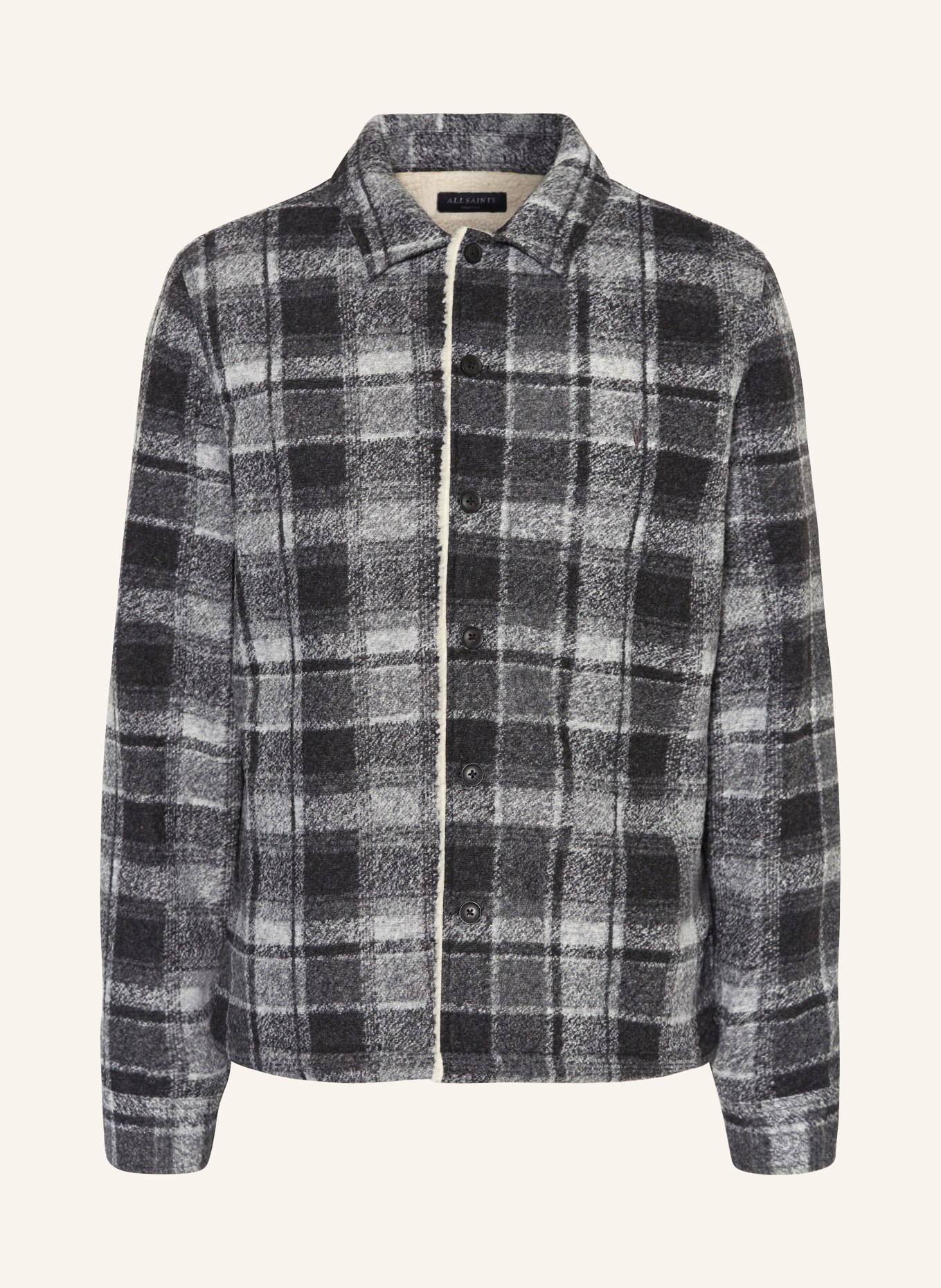 ALLSAINTS Overshirt ALTAMOUNT with faux fur, Color: DARK GRAY/ GRAY/ WHITE (Image 1)