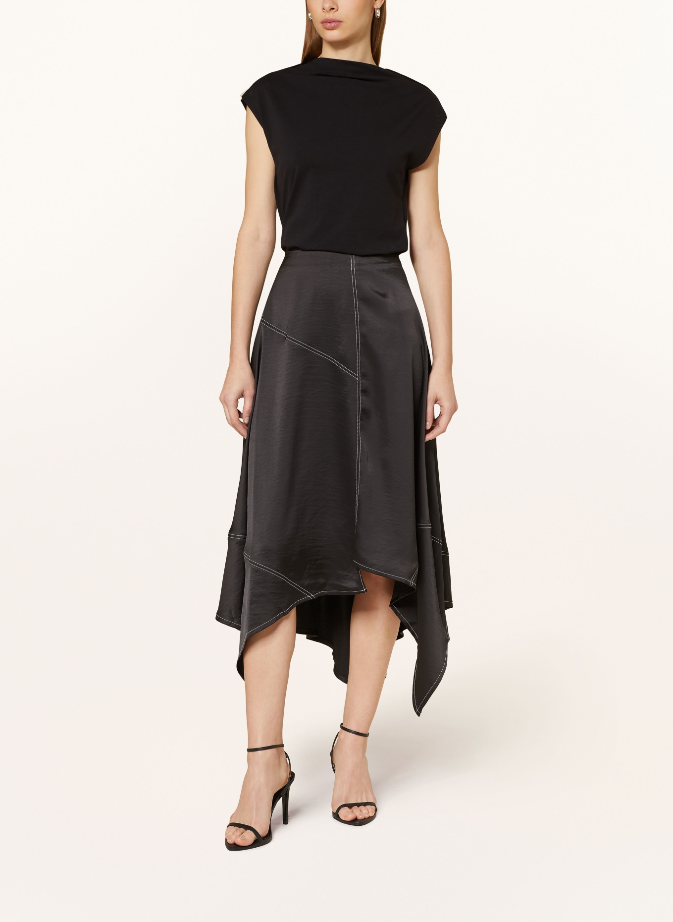 ALLSAINTS Satin skirt AGNES, Color: BLACK (Image 2)