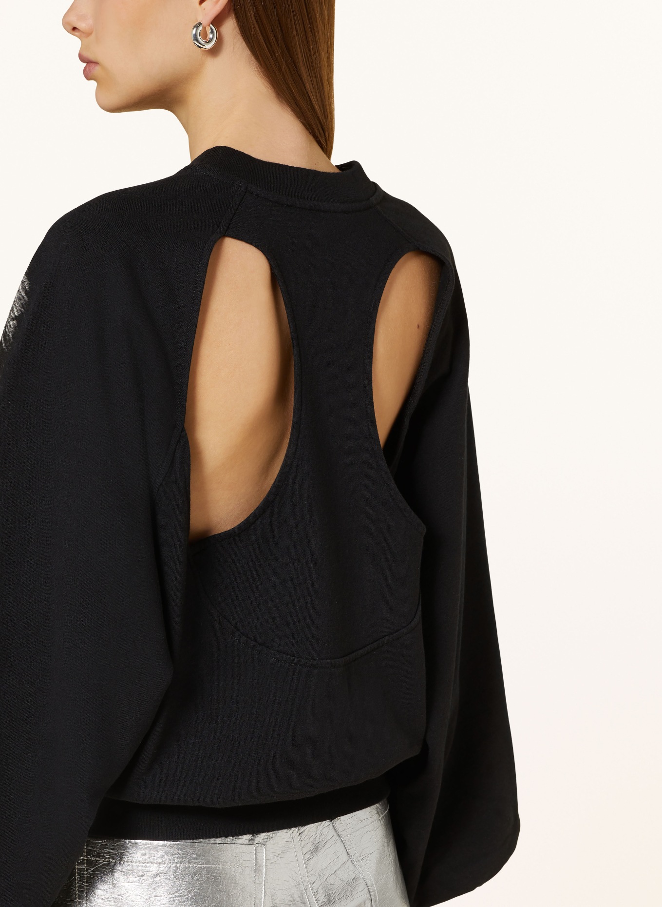ALLSAINTS Sweatshirt TIGRESS CYGNI with cut-out, Color: BLACK/ WHITE/ GRAY (Image 4)