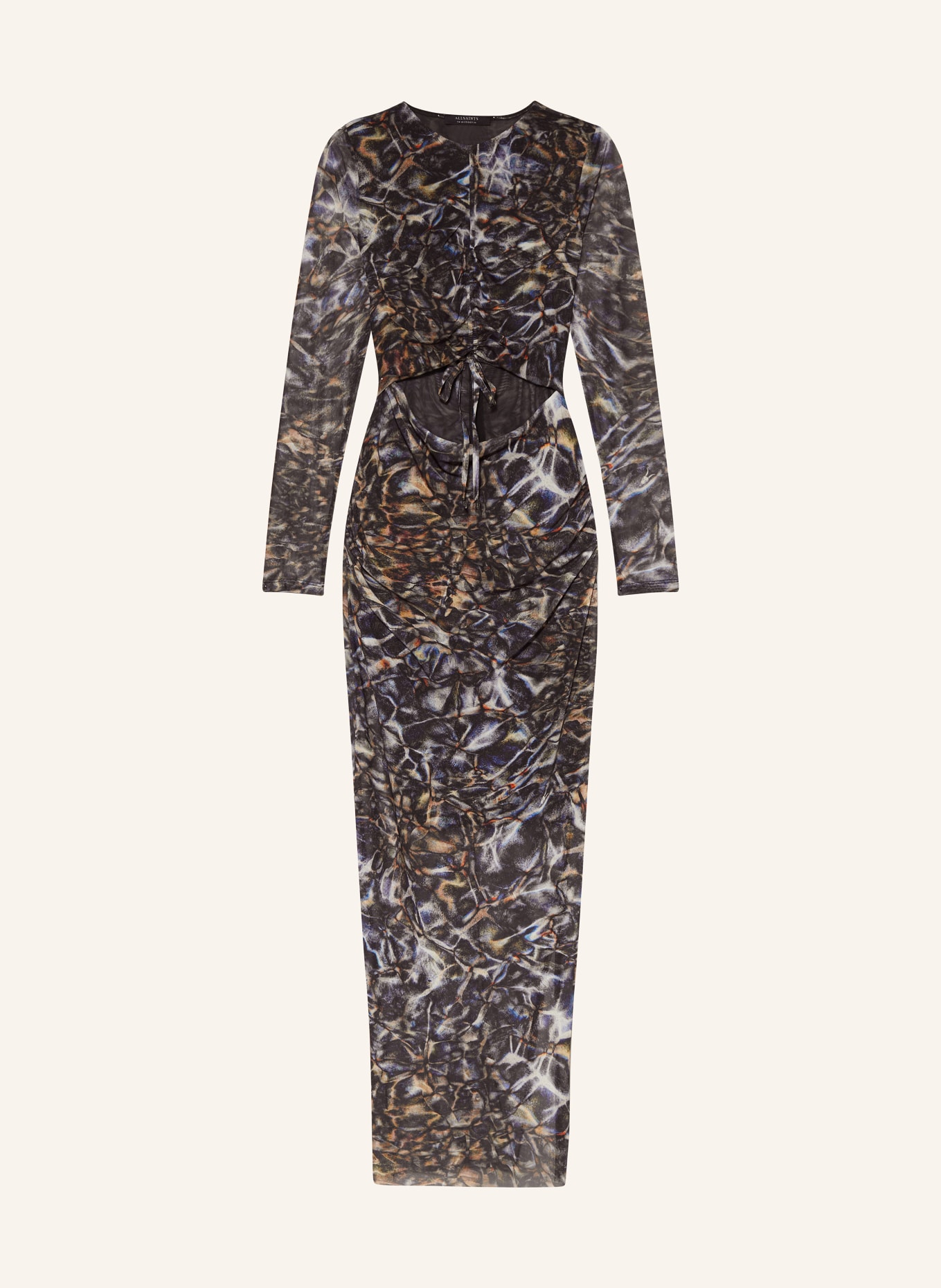 ALLSAINTS Mesh-Kleid KATIE CALADESI mit Cut-out, Farbe: SCHWARZ/ BLAU/ GRÜN (Bild 1)