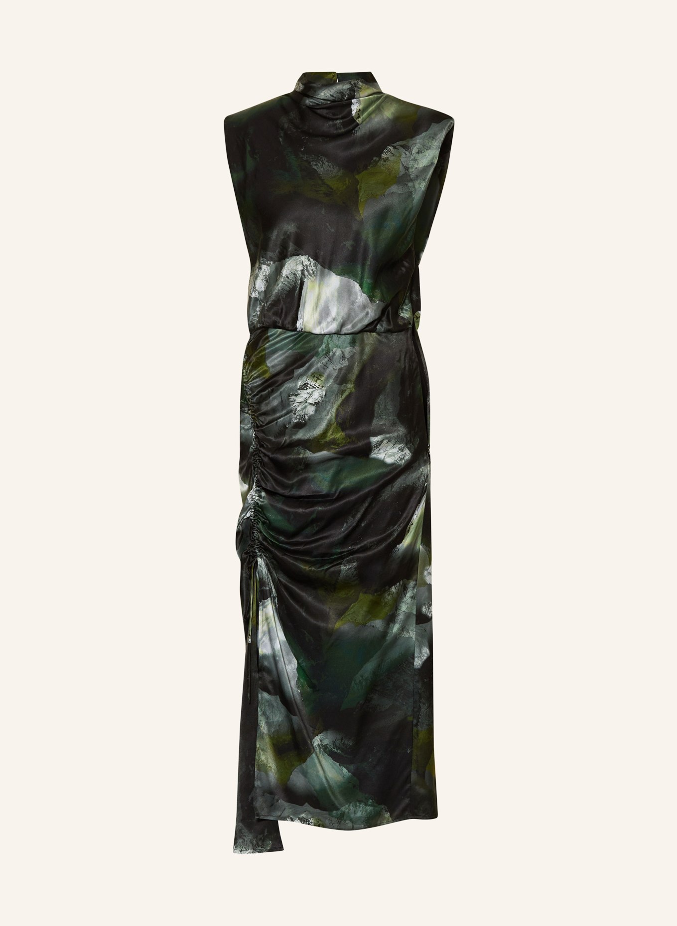 ALLSAINTS Satin dress ISA APPALACHIAN, Color: KHAKI/ DARK GREEN/ GRAY (Image 1)