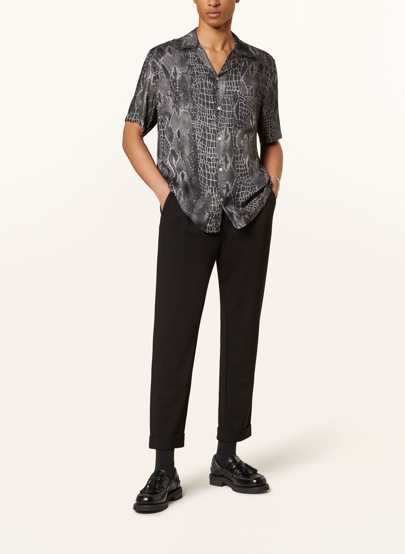 ALLSAINTS Resort shirt SKRALE relaxed fit, Color: BLACK/ GRAY (Image 2)