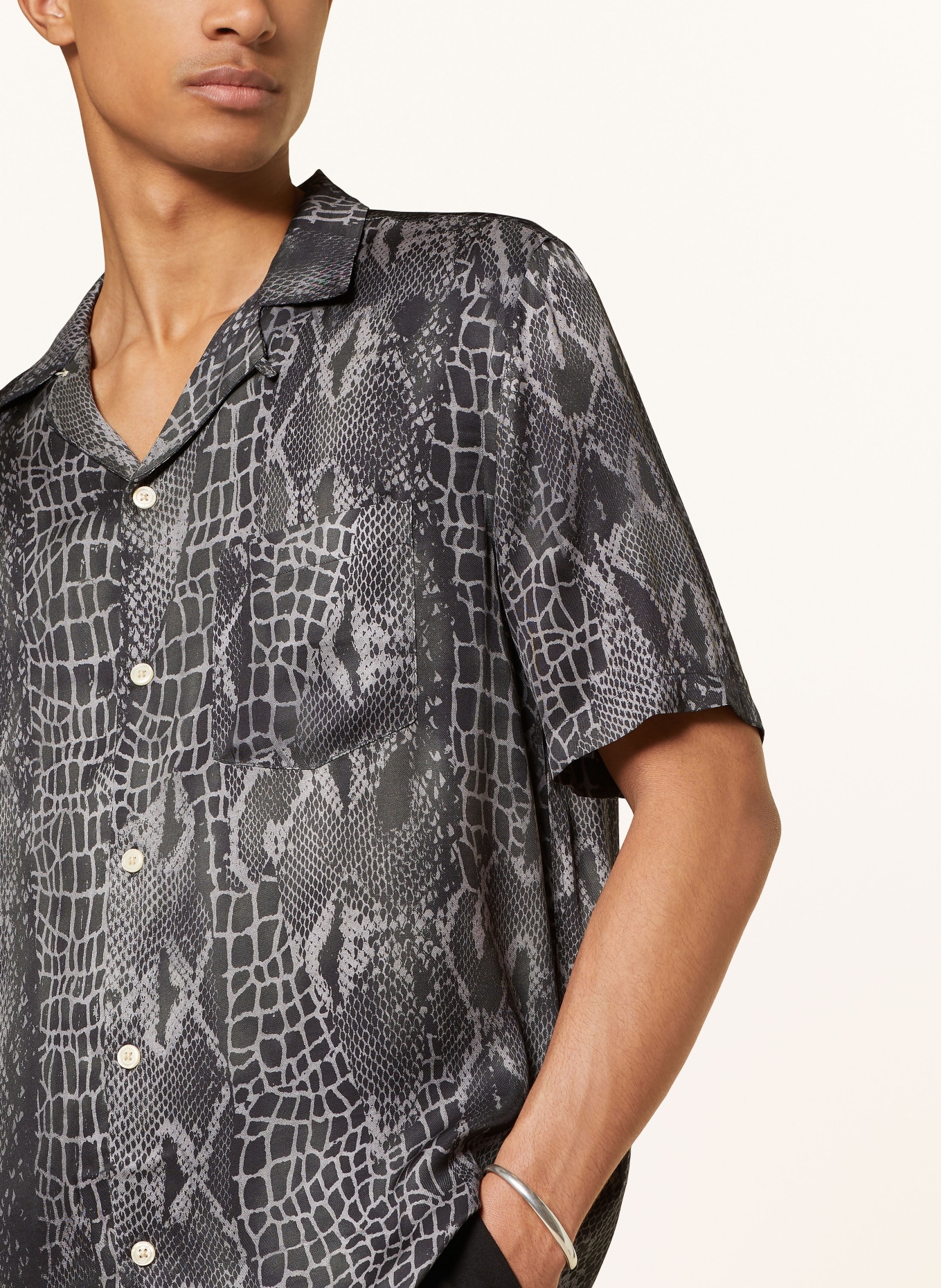 ALLSAINTS Resort shirt SKRALE relaxed fit, Color: BLACK/ GRAY (Image 4)