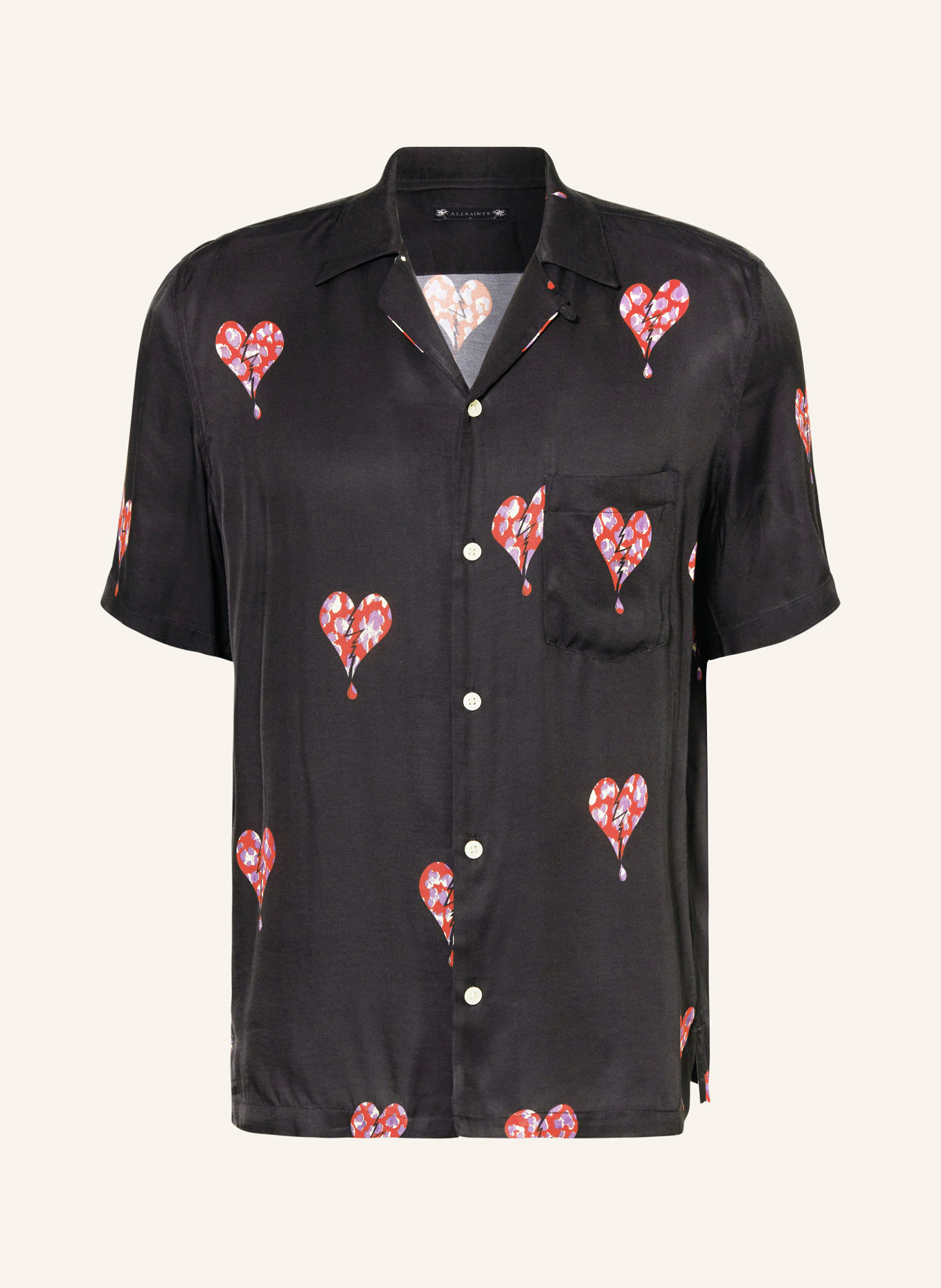 ALLSAINTS Resort shirt IKUMA relaxed fit, Color: BLACK/ RED/ PURPLE (Image 1)