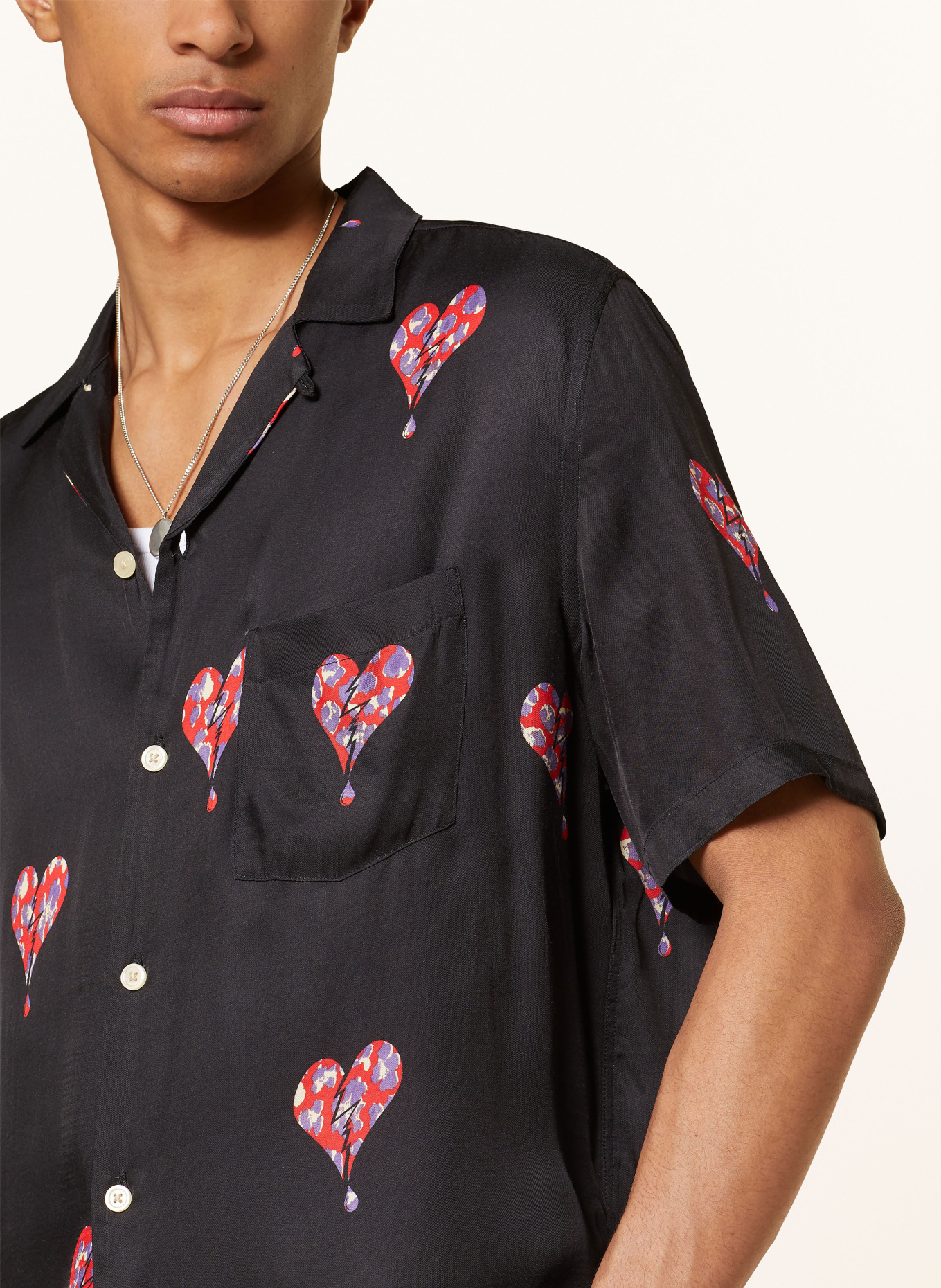ALLSAINTS Resort shirt IKUMA relaxed fit, Color: BLACK/ RED/ PURPLE (Image 4)