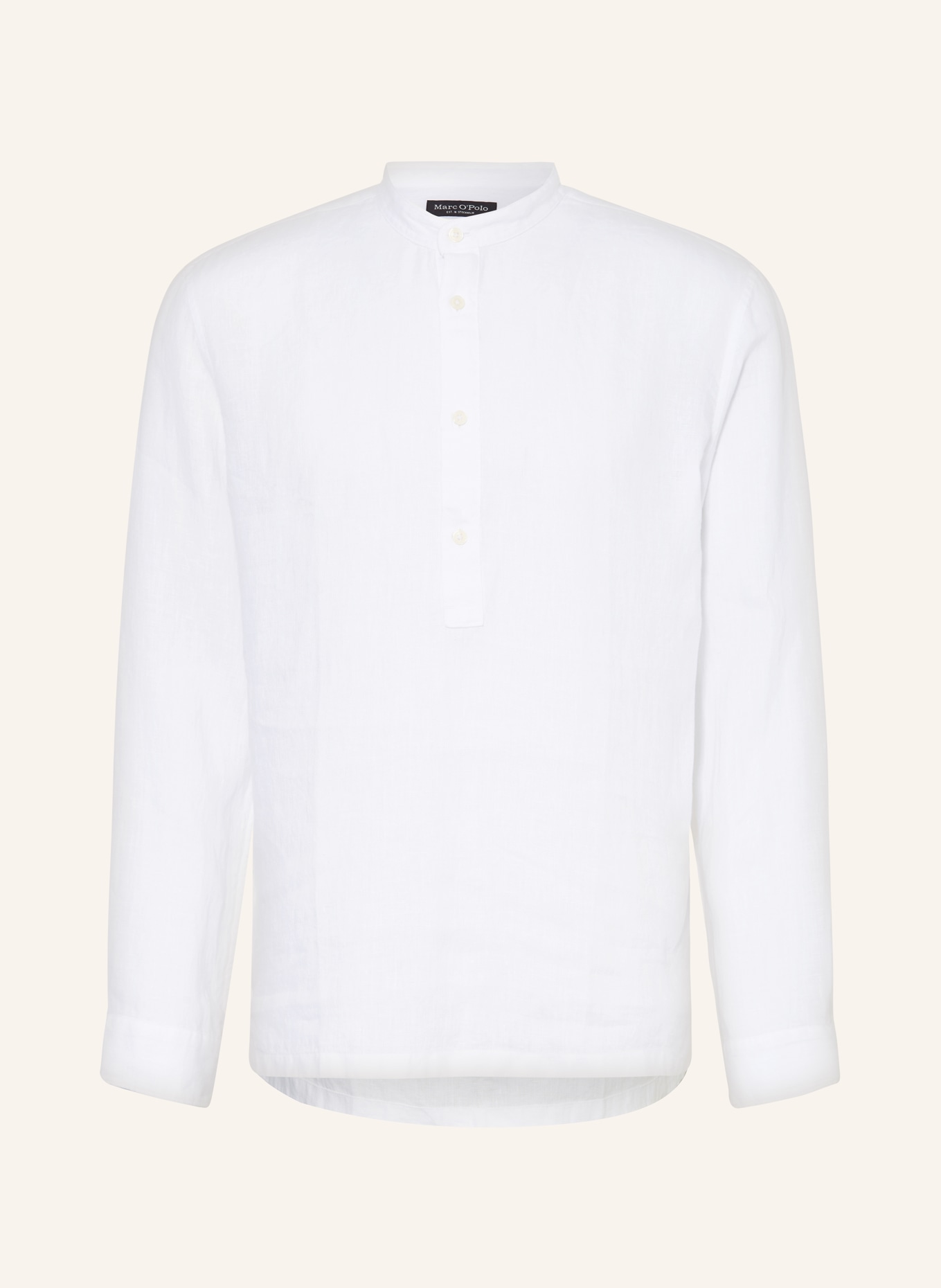 Marc O'Polo Linen shirt regular fit with stand-up collar, Color: WHITE (Image 1)