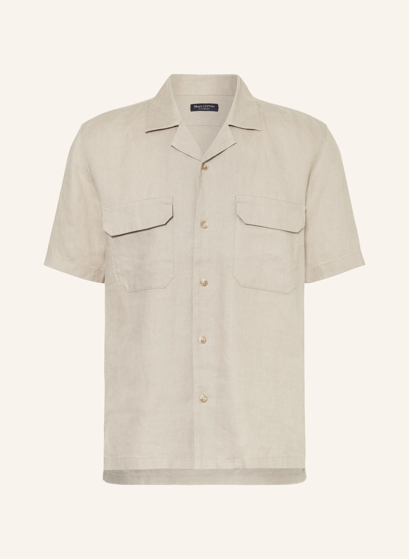 Marc O'Polo Short sleeve shirt regular fit made of linen, Color: LIGHT BROWN (Image 1)