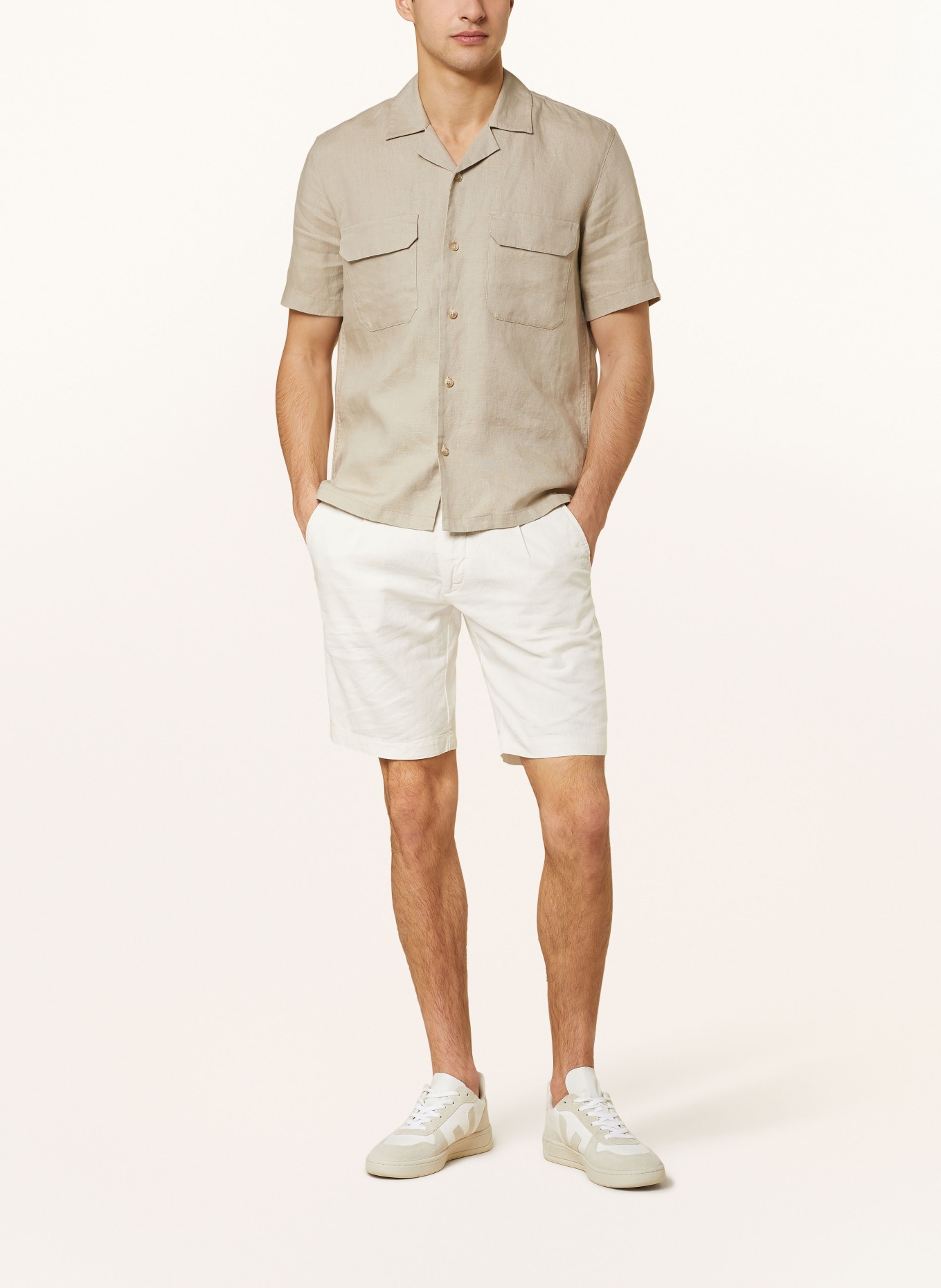 Marc O'Polo Short sleeve shirt regular fit made of linen, Color: LIGHT BROWN (Image 2)
