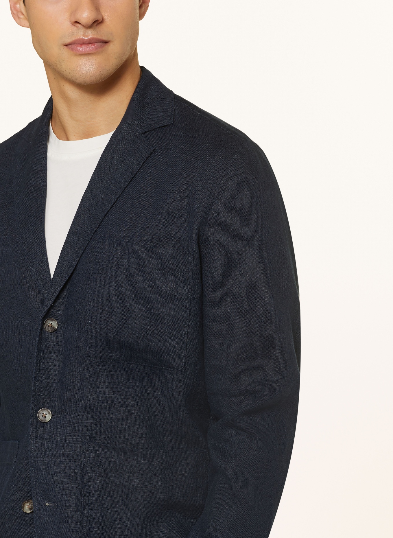 Marc O'Polo Linen jacket regular fit, Color: DARK BLUE (Image 4)