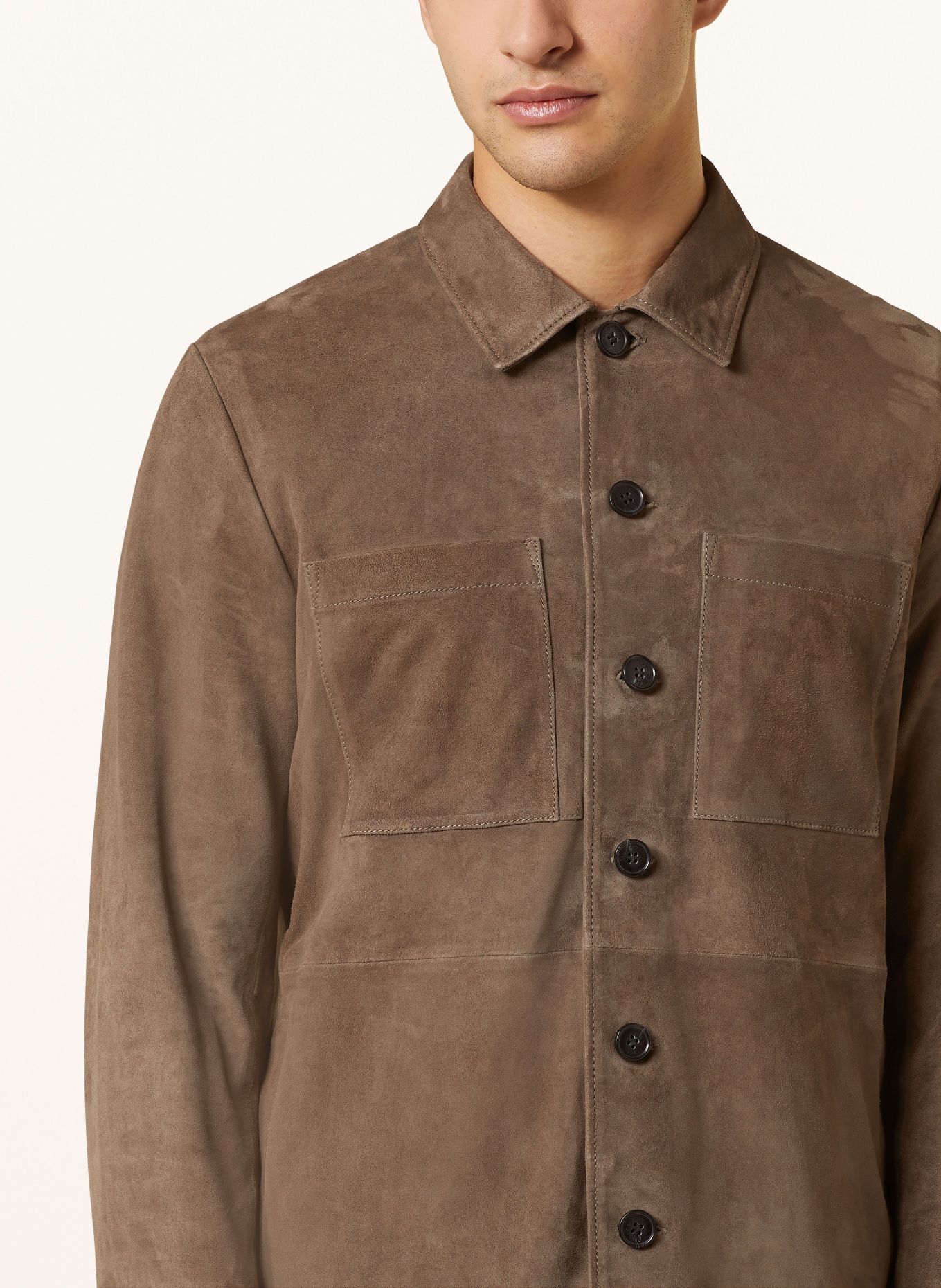 Marc O'Polo Leather overshirt, Color: DARK BROWN (Image 4)