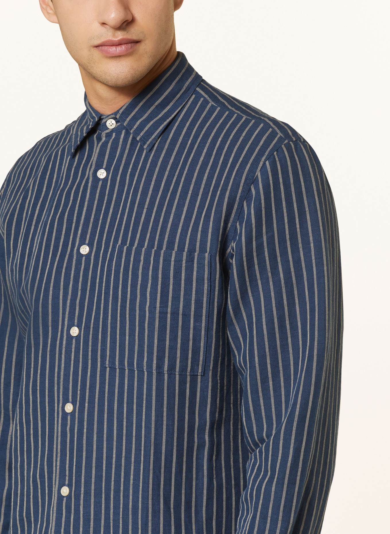 Marc O'Polo Hemd Regular Fit, Farbe: DUNKELBLAU/ CREME (Bild 4)