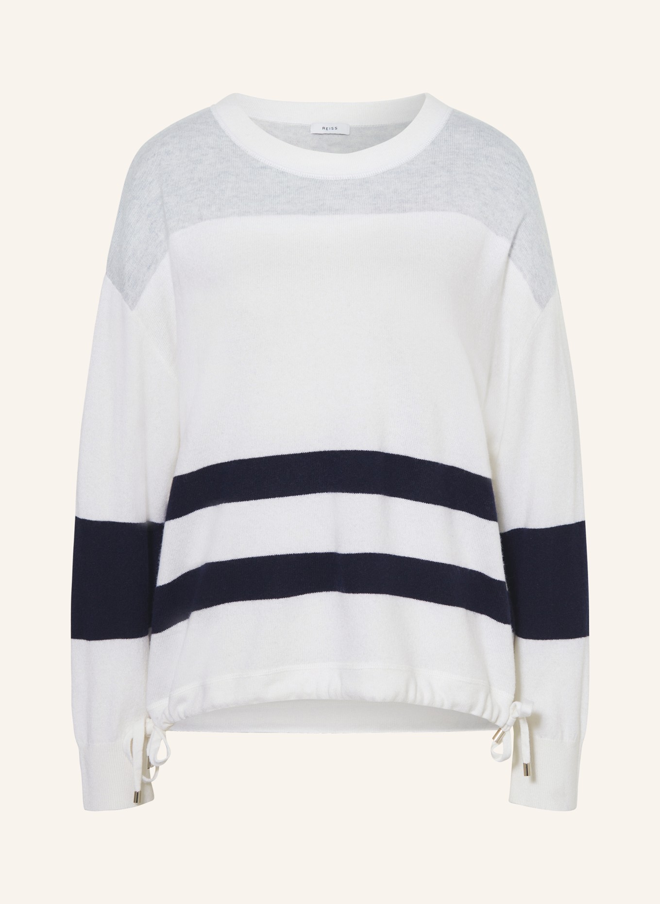 REISS Sweater, Color: WHITE/ LIGHT GRAY/ DARK BLUE (Image 1)