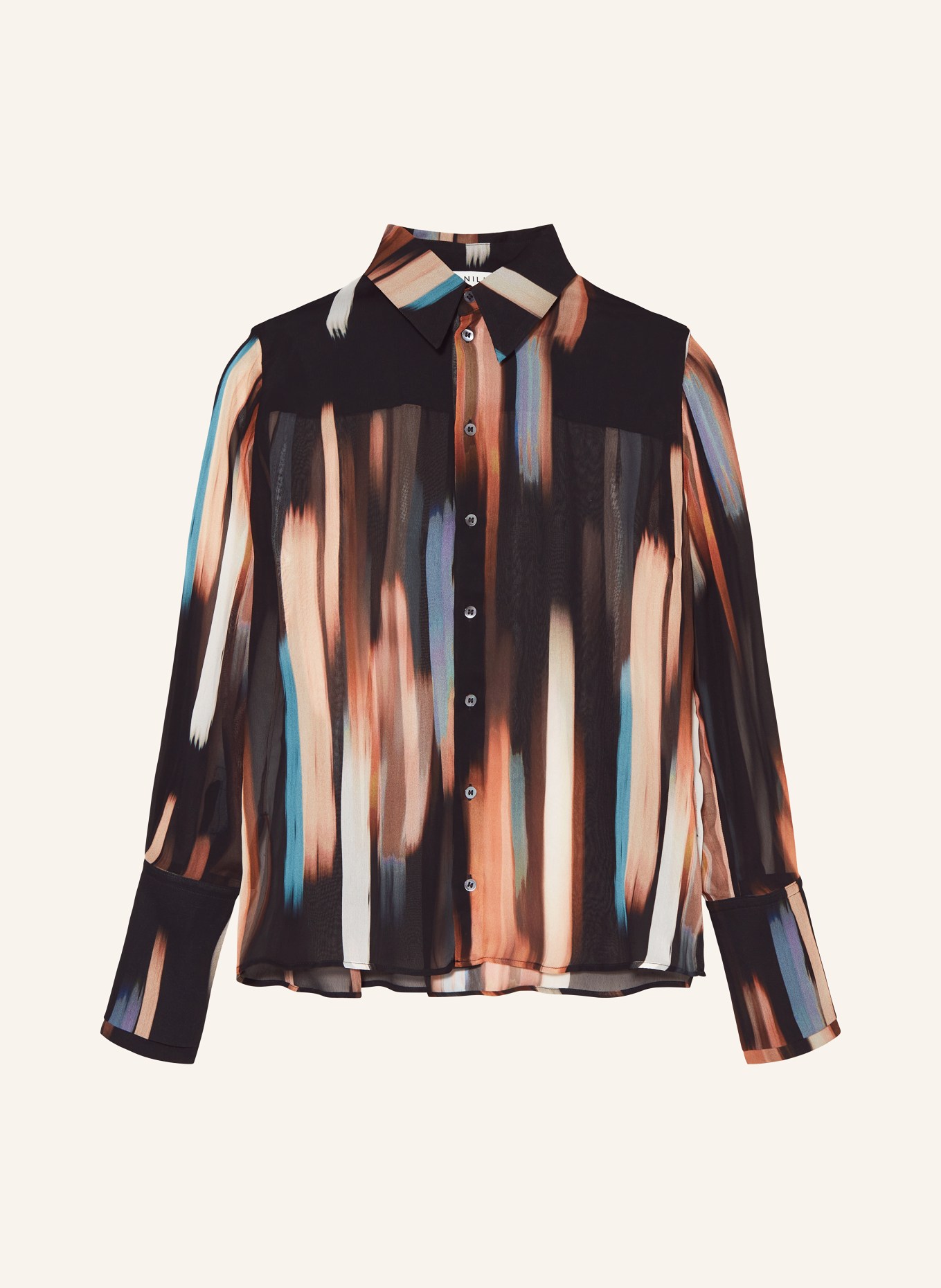 VANILIA Shirt blouse, Color: BLACK/ LIGHT BLUE/ ROSE (Image 1)