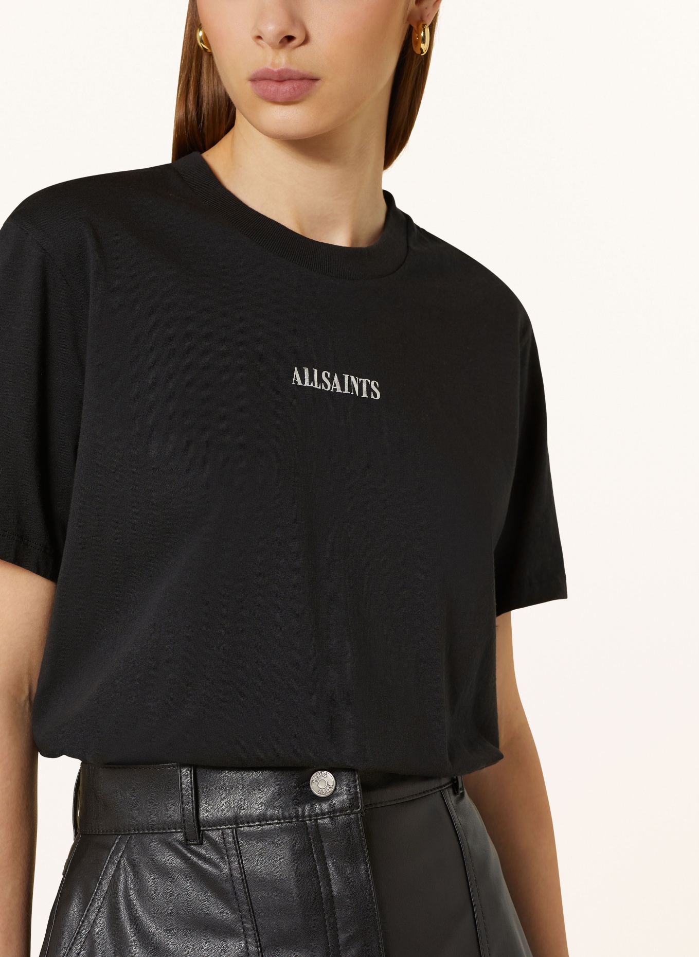 ALLSAINTS T-shirt FORTUNA, Color: BLACK/ SILVER/ GRAY (Image 4)