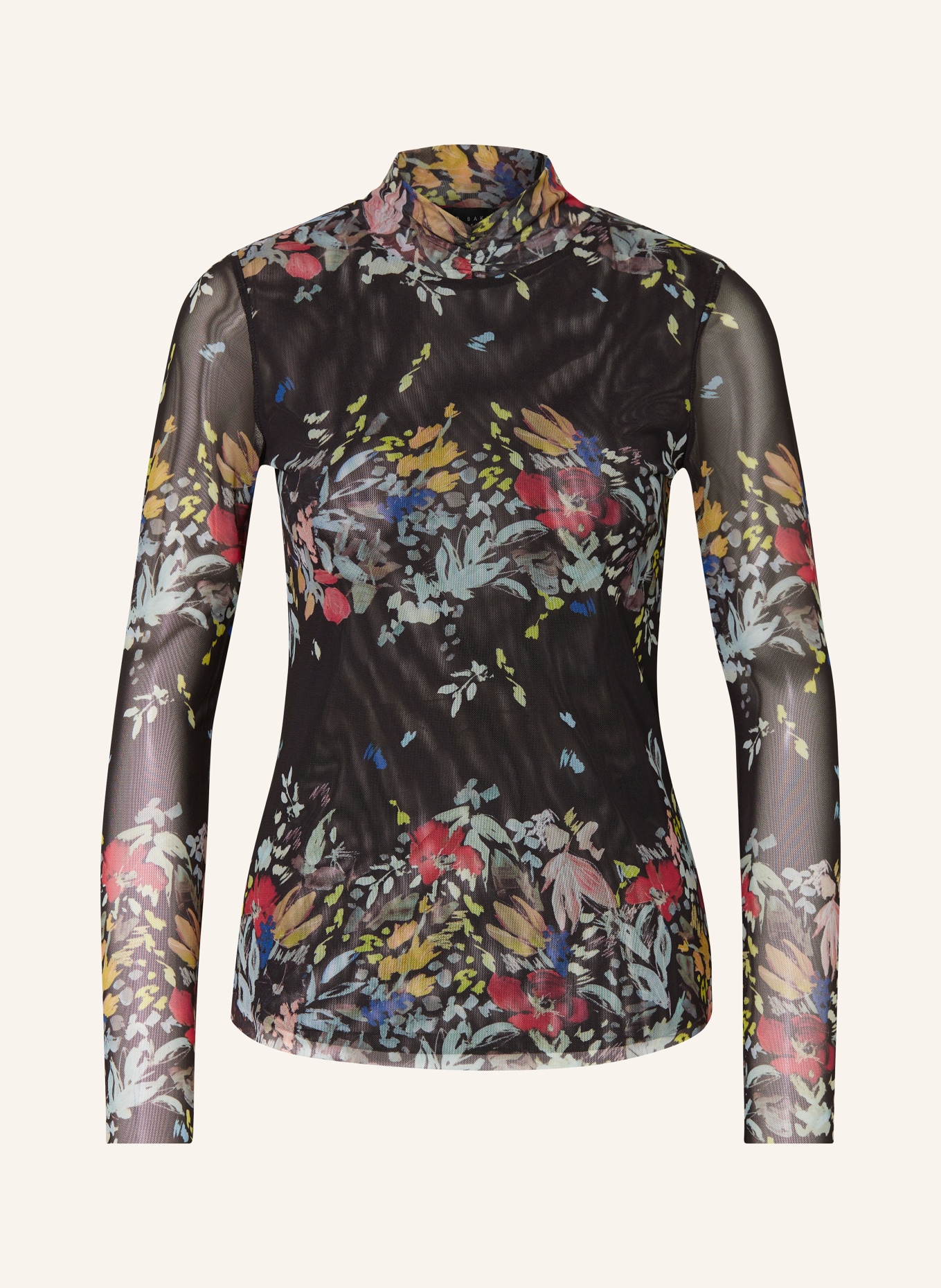 TED BAKER Koszulka z długim rękawem AMANDHA z siateczki, Kolor: CZARNY/ MIĘTOWY/ FUKSJA (Obrazek 1)