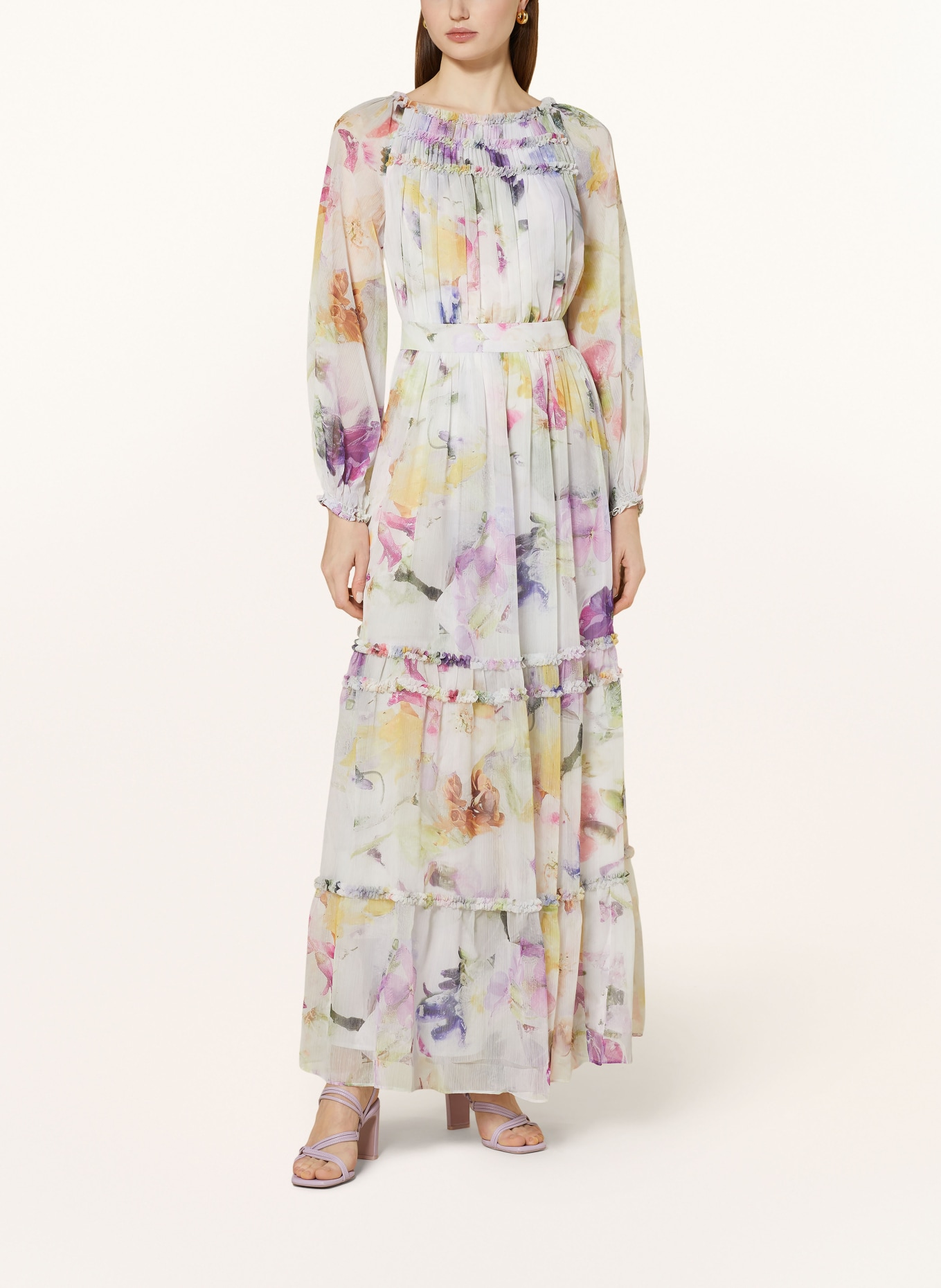 TED BAKER Kleid BELLAS mit Rüschen, Farbe: WEISS/ DUNKELGELB/ GRÜN (Bild 2)