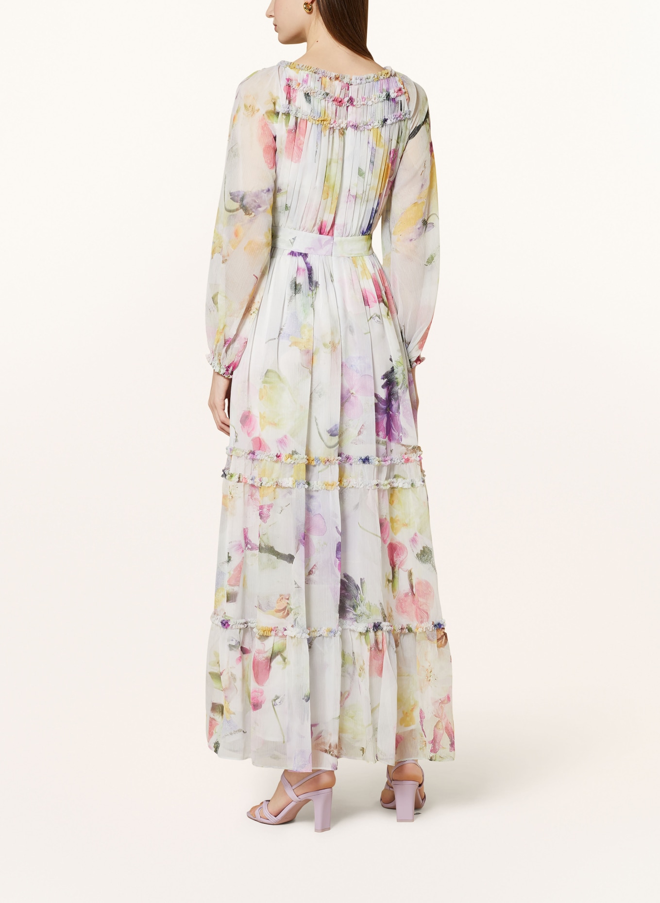 TED BAKER Kleid BELLAS mit Rüschen, Farbe: WEISS/ DUNKELGELB/ GRÜN (Bild 3)