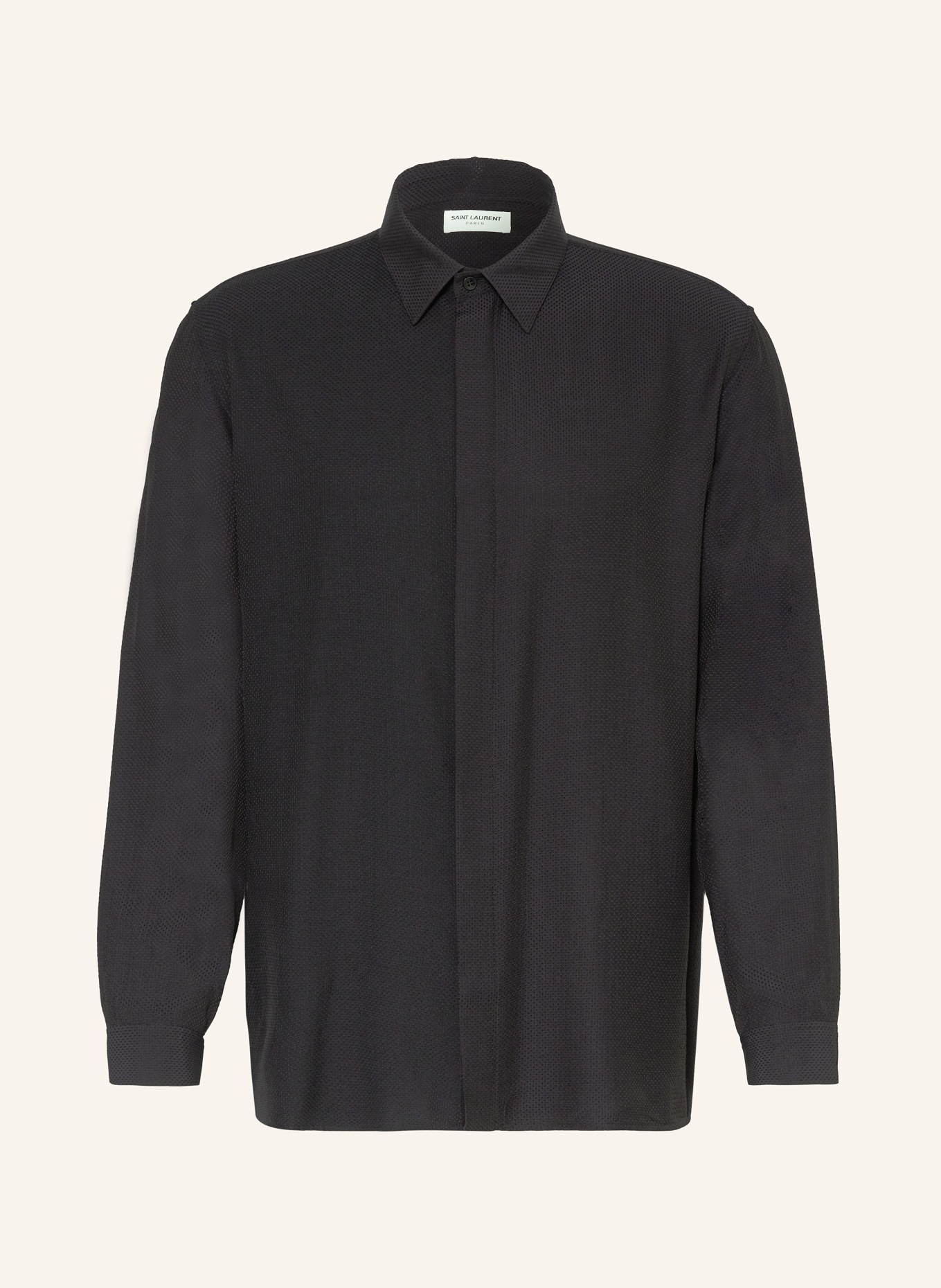 SAINT LAURENT Piqué-Hemd Comfort Fit mit Seide, Farbe: SCHWARZ (Bild 1)