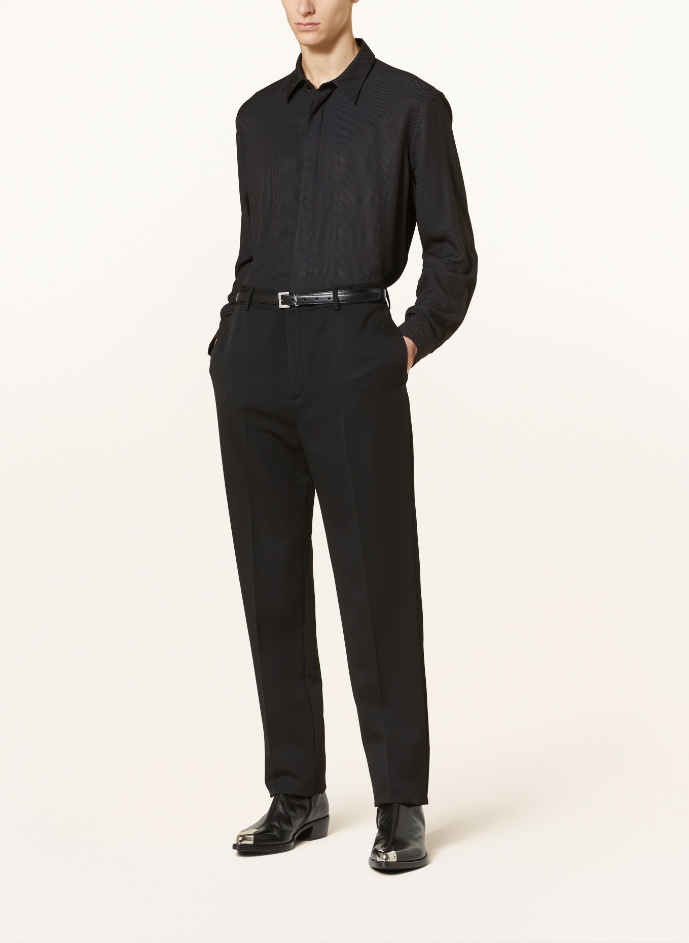SAINT LAURENT Piqué-Hemd Comfort Fit mit Seide, Farbe: SCHWARZ (Bild 2)