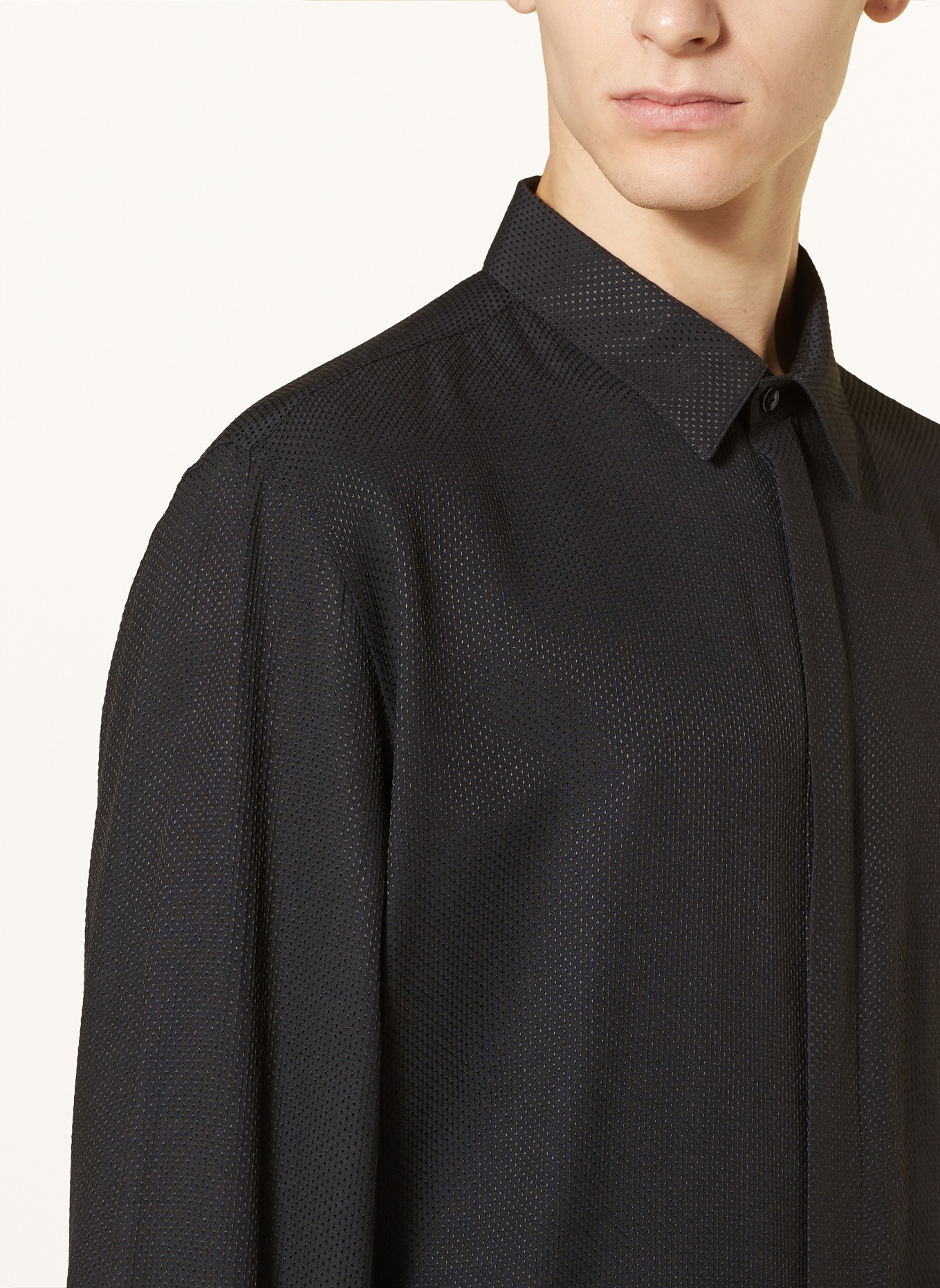 SAINT LAURENT Piqué-Hemd Comfort Fit mit Seide, Farbe: SCHWARZ (Bild 4)