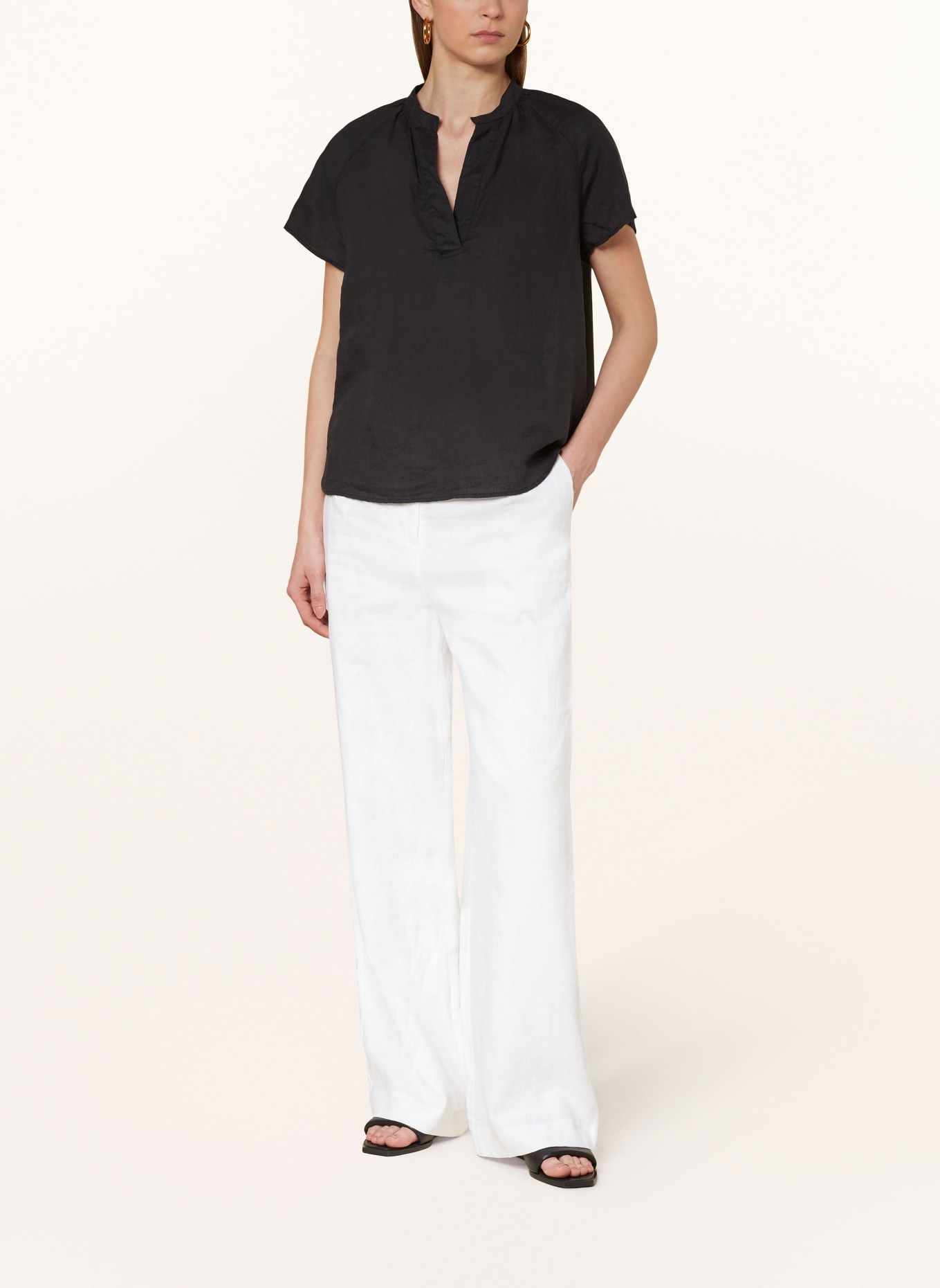 Marc O'Polo Shirt blouse made of linen, Color: BLACK (Image 2)