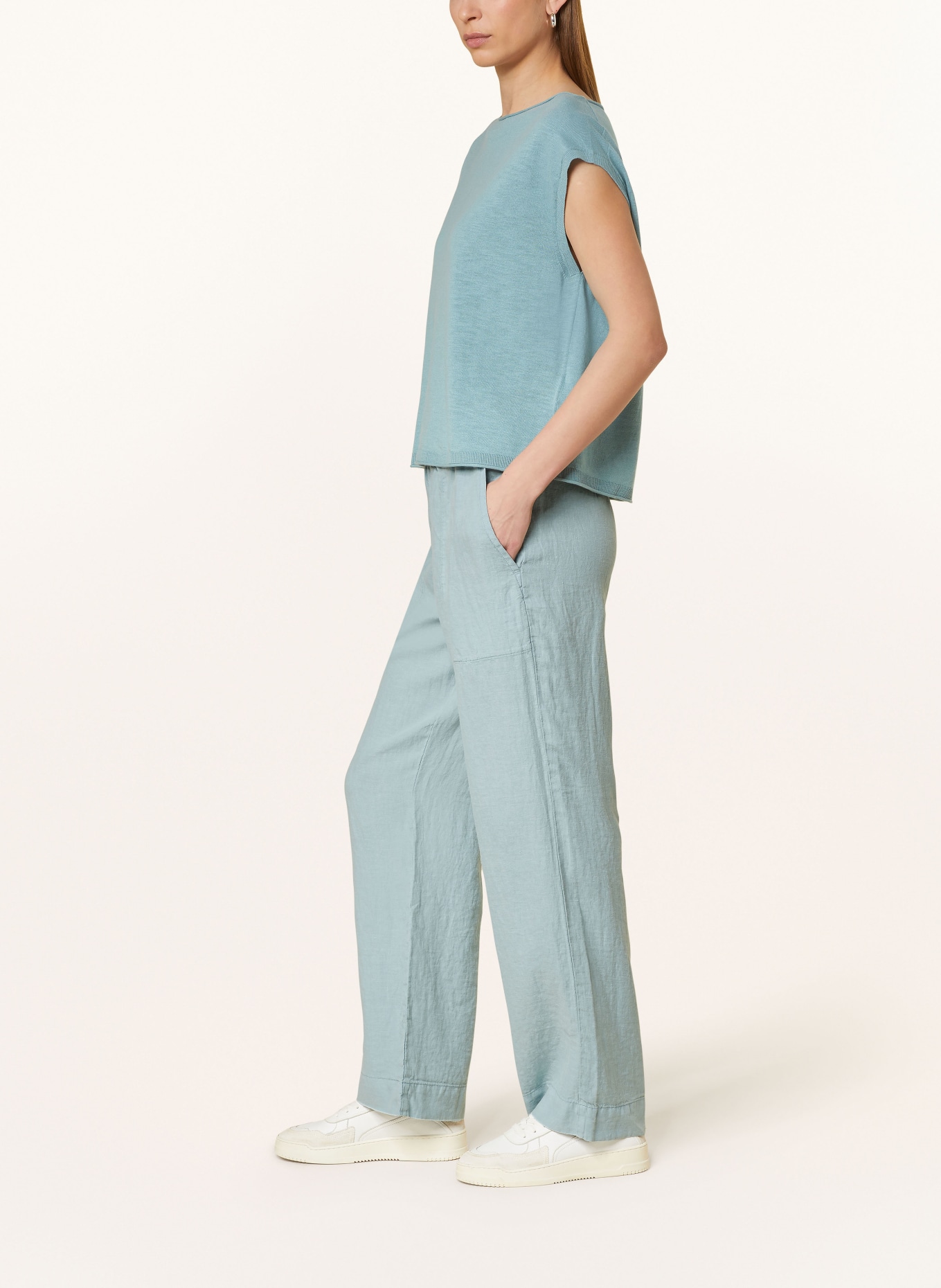 Marc O'Polo Linen pants in jogger style, Color: BLUE (Image 4)