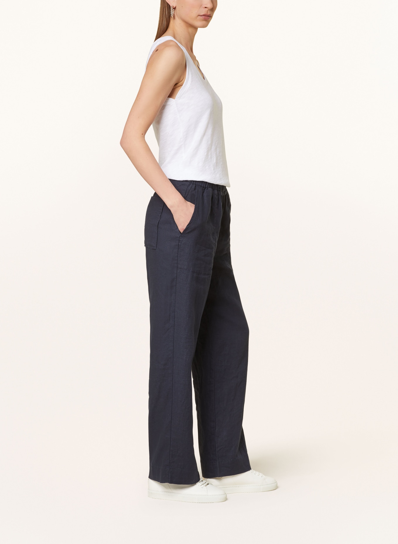 Marc O'Polo Linen pants in jogger style, Color: DARK BLUE (Image 4)