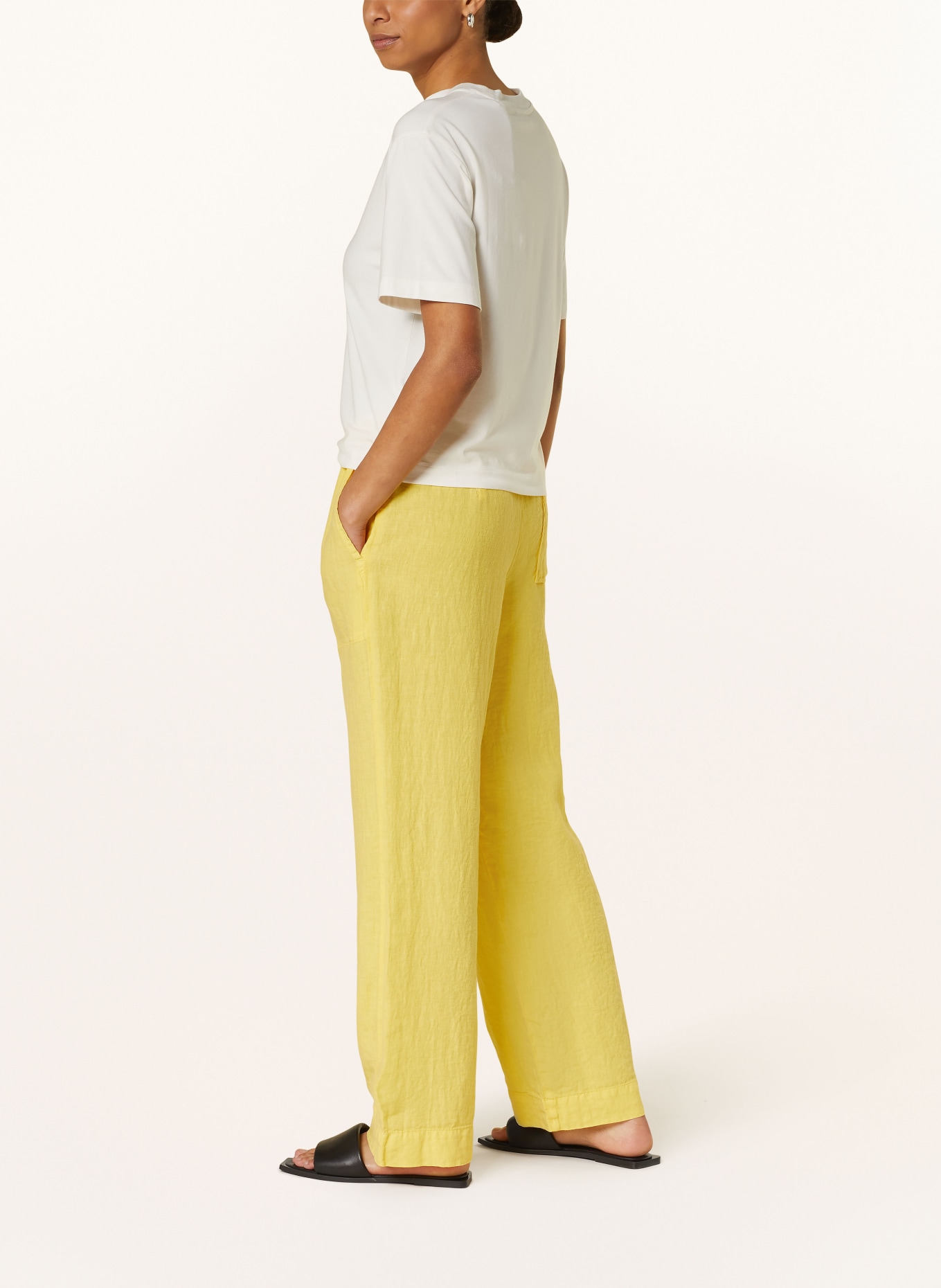 Marc O'Polo Linen pants in jogger style, Color: YELLOW (Image 4)